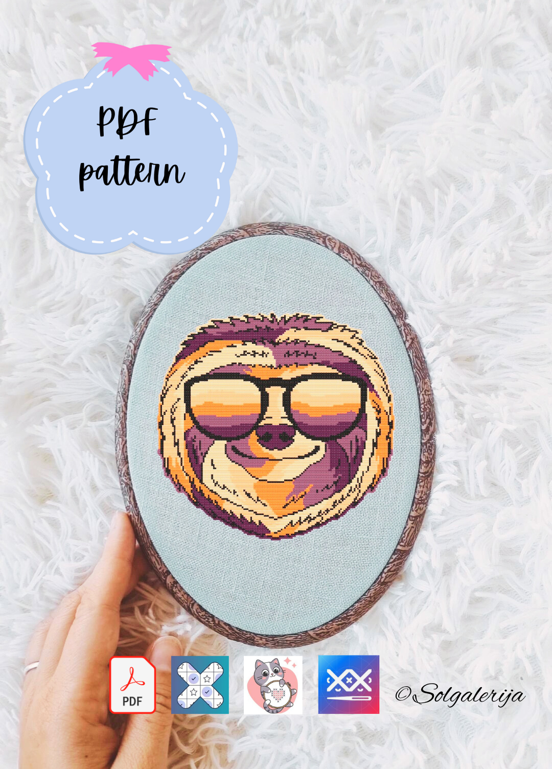 Siuvinėjimo kryželiu schema "Tinginys su akiniais"