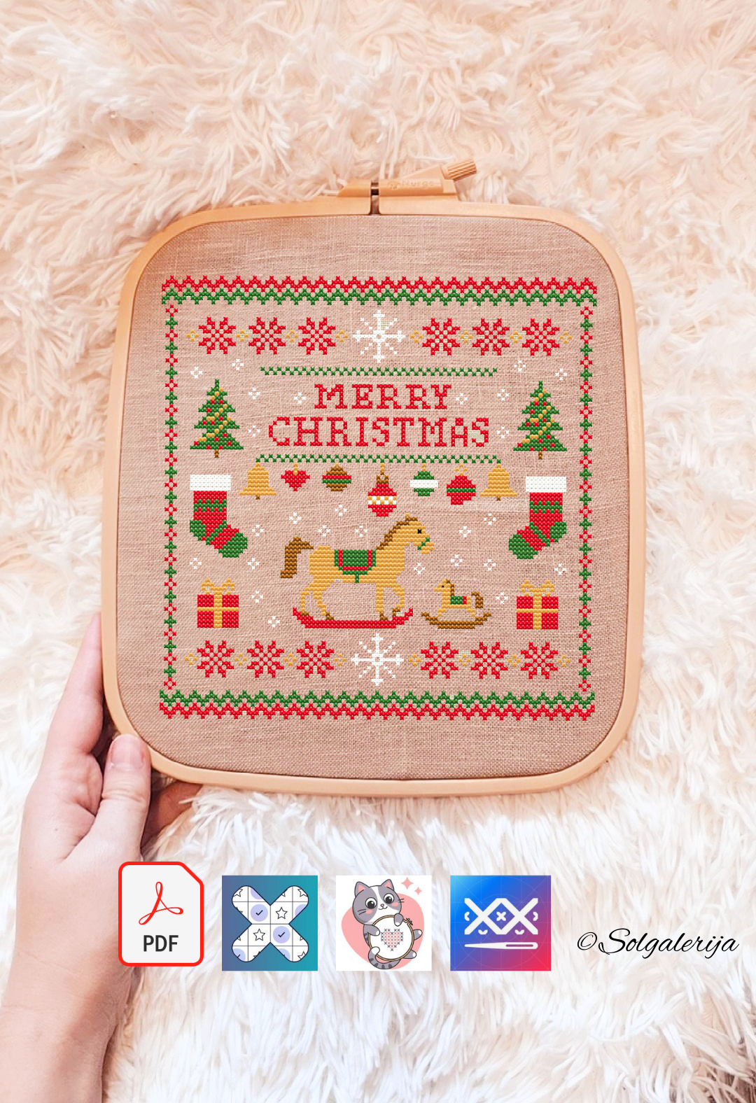 Siuvinėjimo kryželiu schema "Linksmų Kalėdų!"