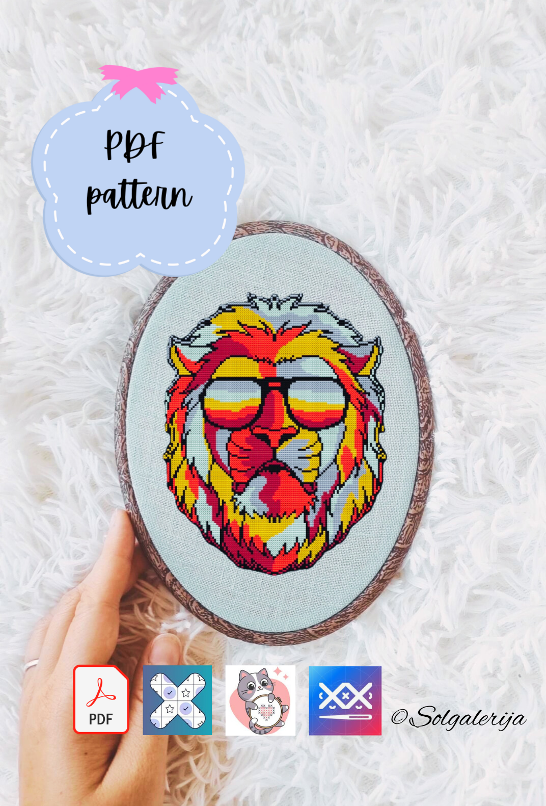 Siuvinėjimo kryželiu schema "Liūtas su akiniais"