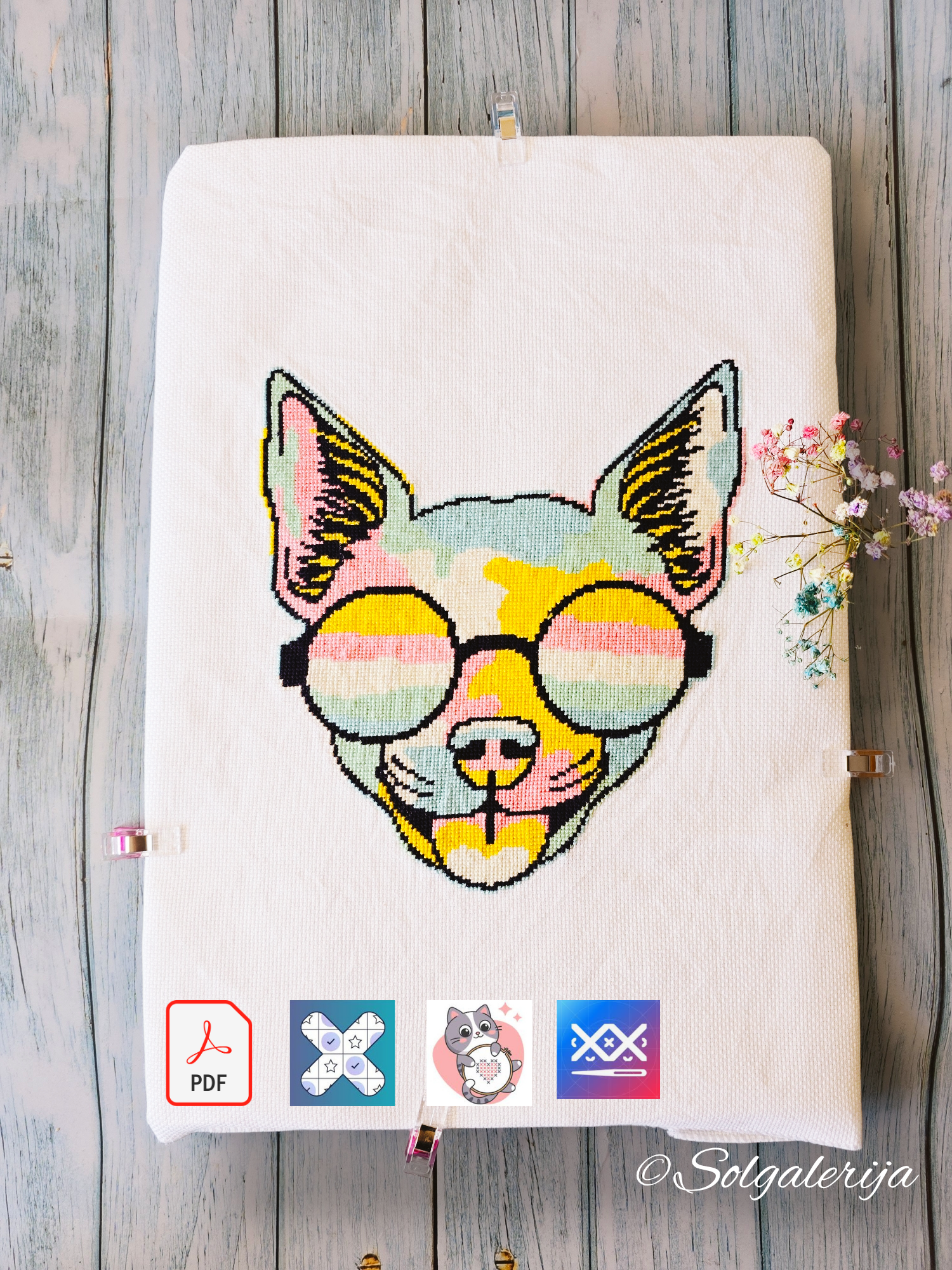 Siuvinėjimo kryželiu schema „Čihuahua su akiniais“