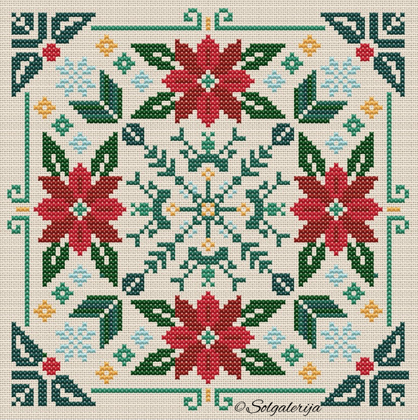 Siuvinėjimo kryželiu schema "Kalėdinė Mandala"