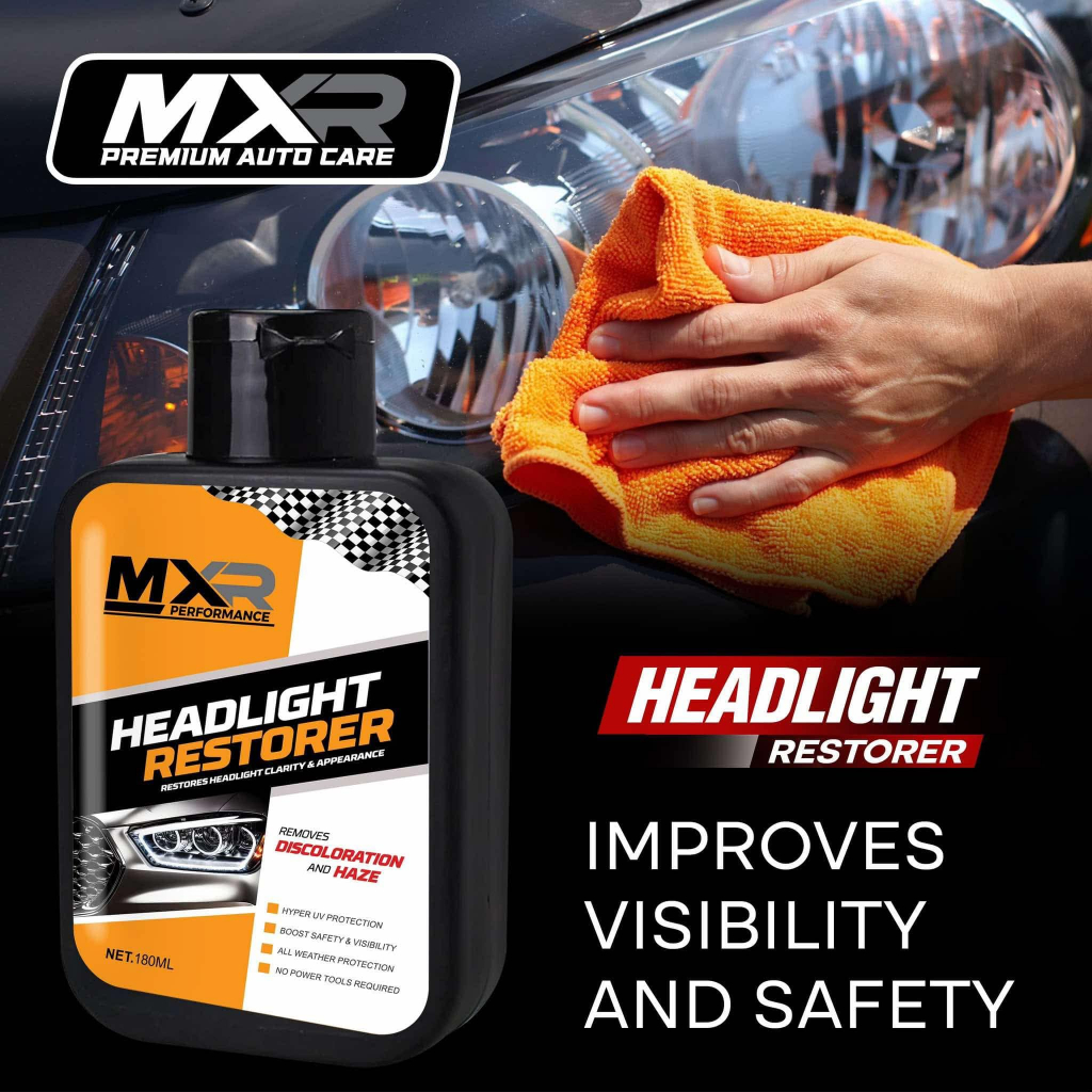 MXR HEADLIGHT RESTORER RESTORES HEADLIGHT CLARITY&APPEARANCE/ REMOVES DISCOLORATION 180ML DNP