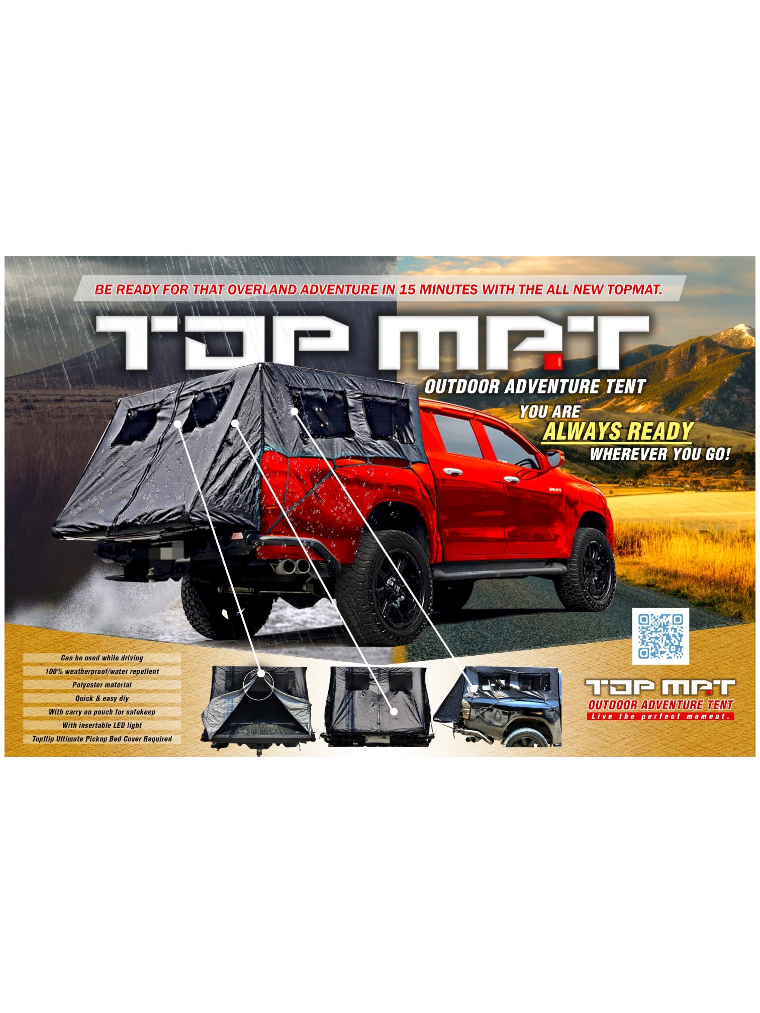 TOPMAT TENT V2 (for pickups with topflip ultimate/ topup euro cover) DNP