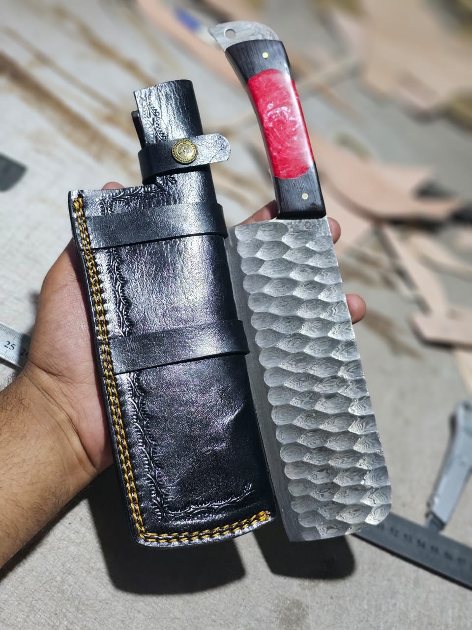 Handcrafted Cleaver Knife with Leather Sheath