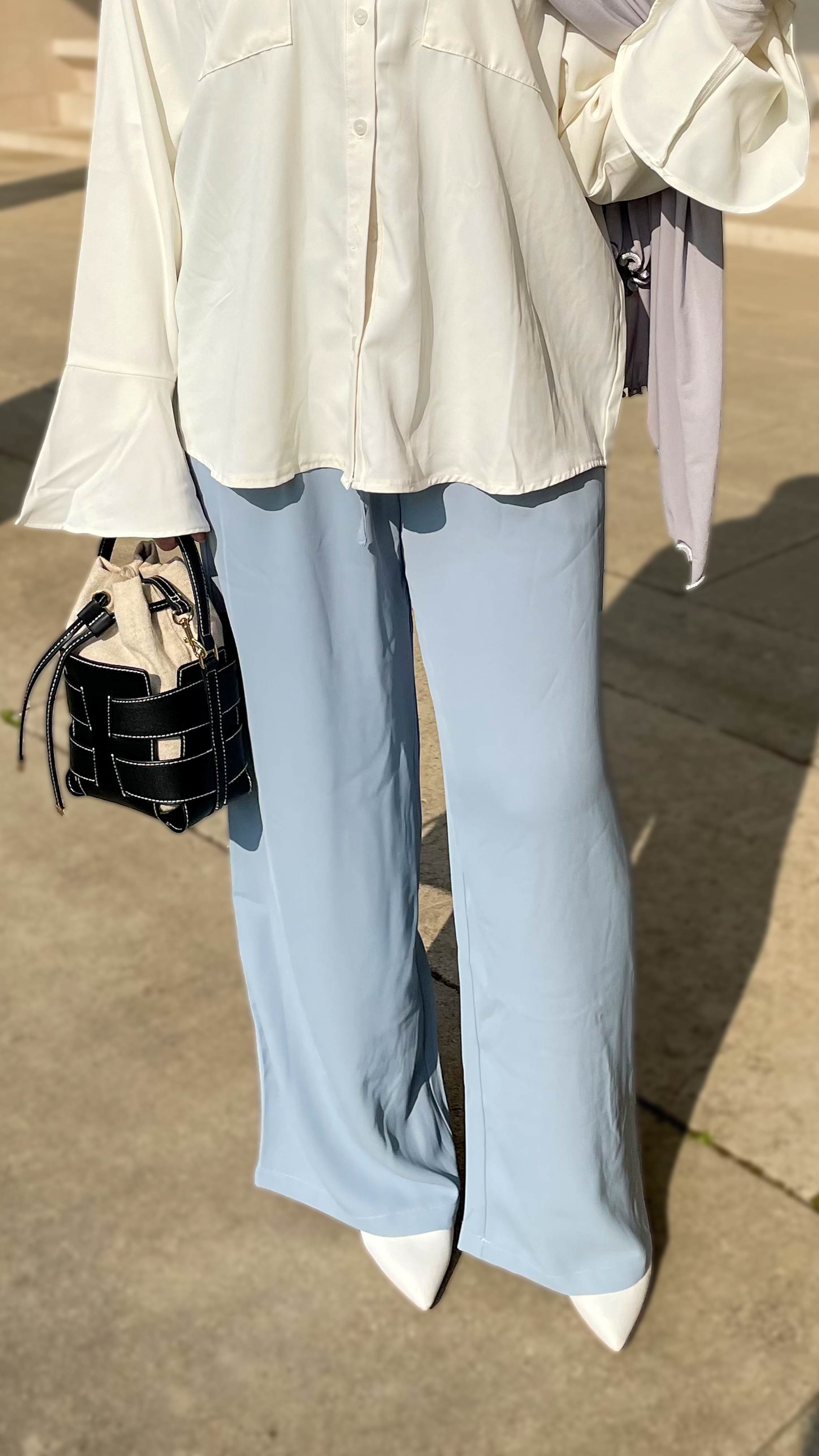 Pantalon ample bleu ciel