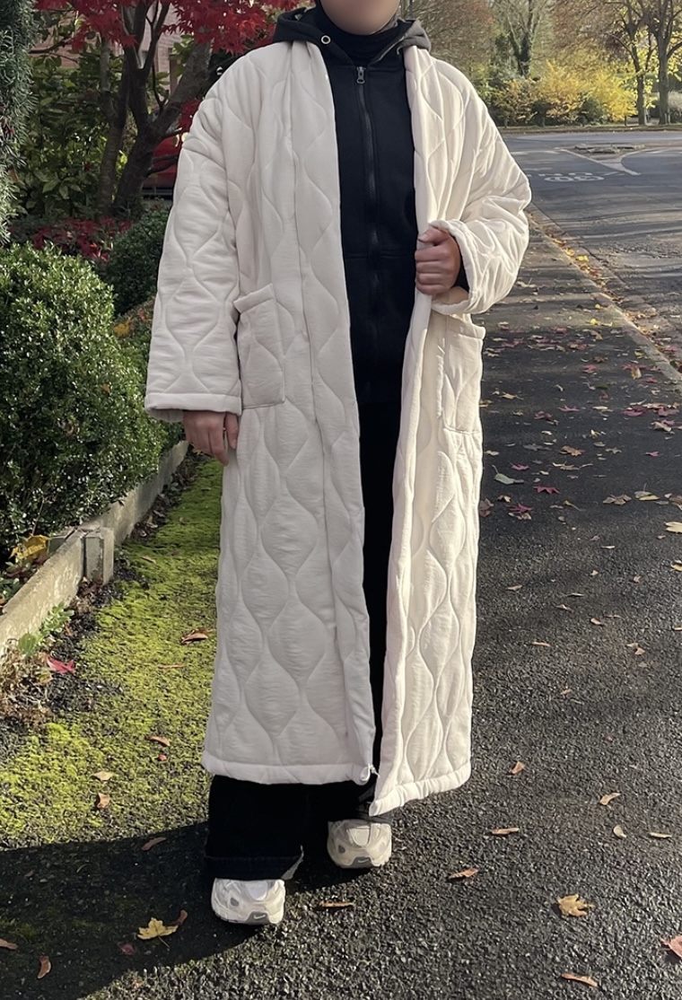 Manteau long matelassé crème