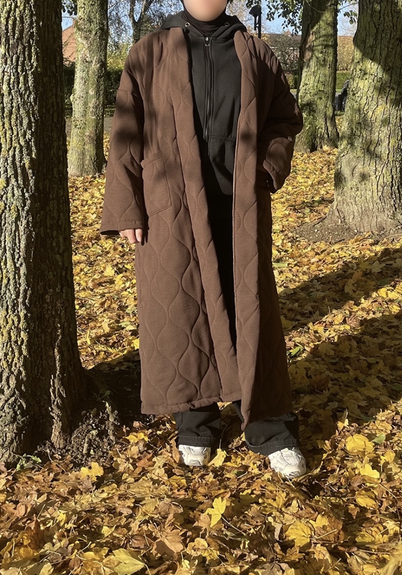 Manteau long matelassé marron
