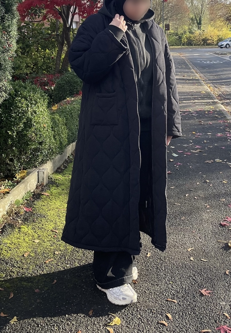 Manteau long matelassé noir
