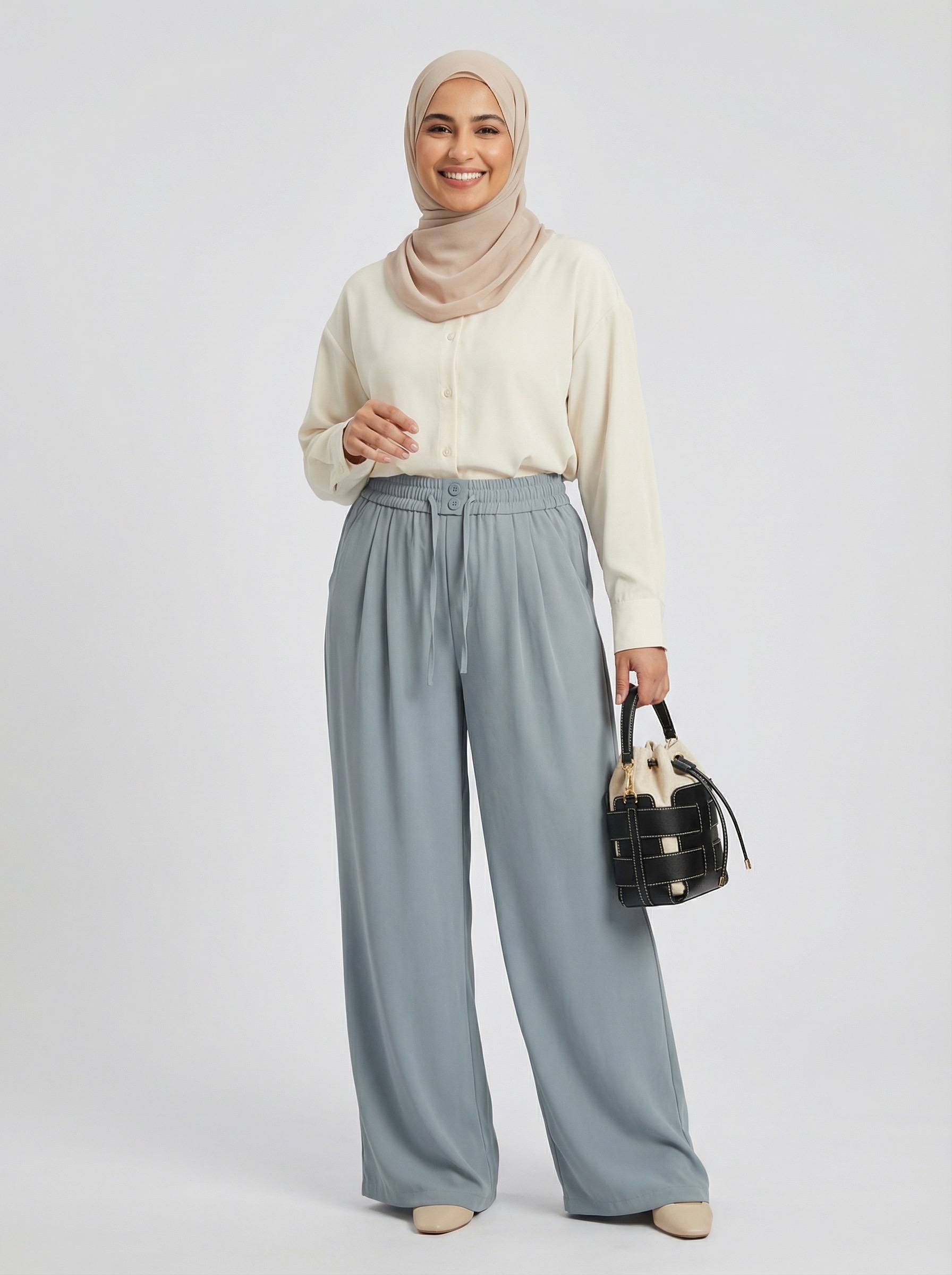 Pantalon ample bleu ciel