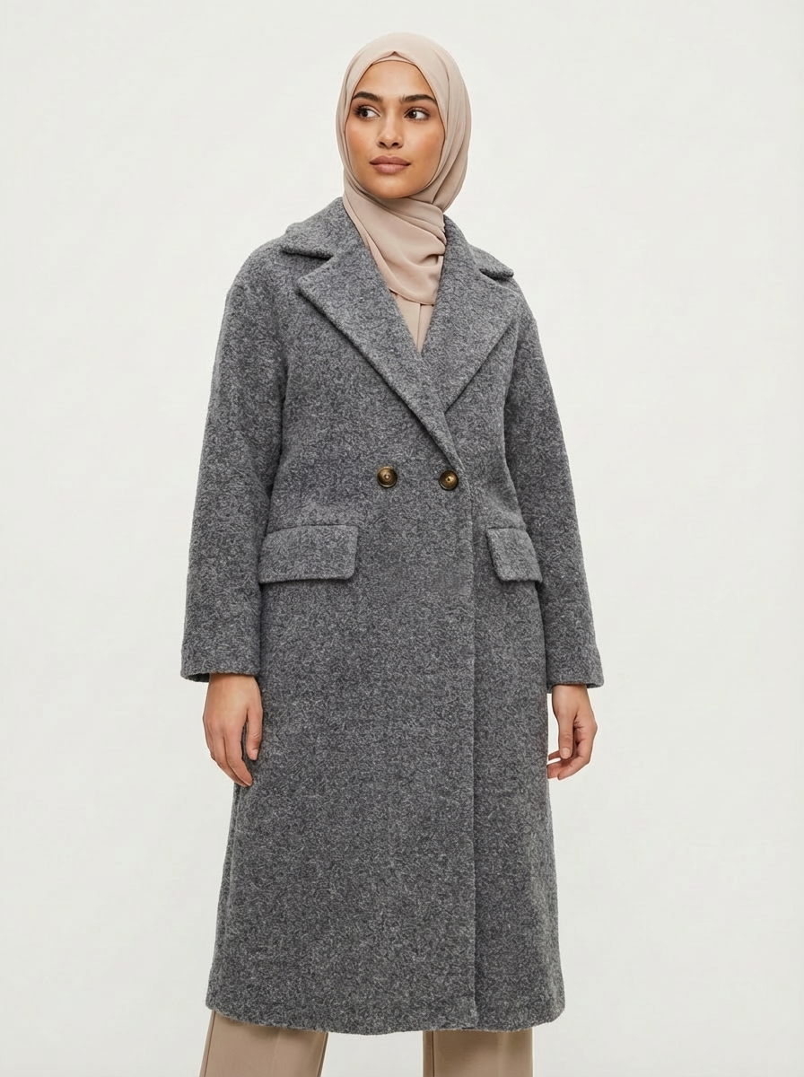 Manteau Long Oversize Gris