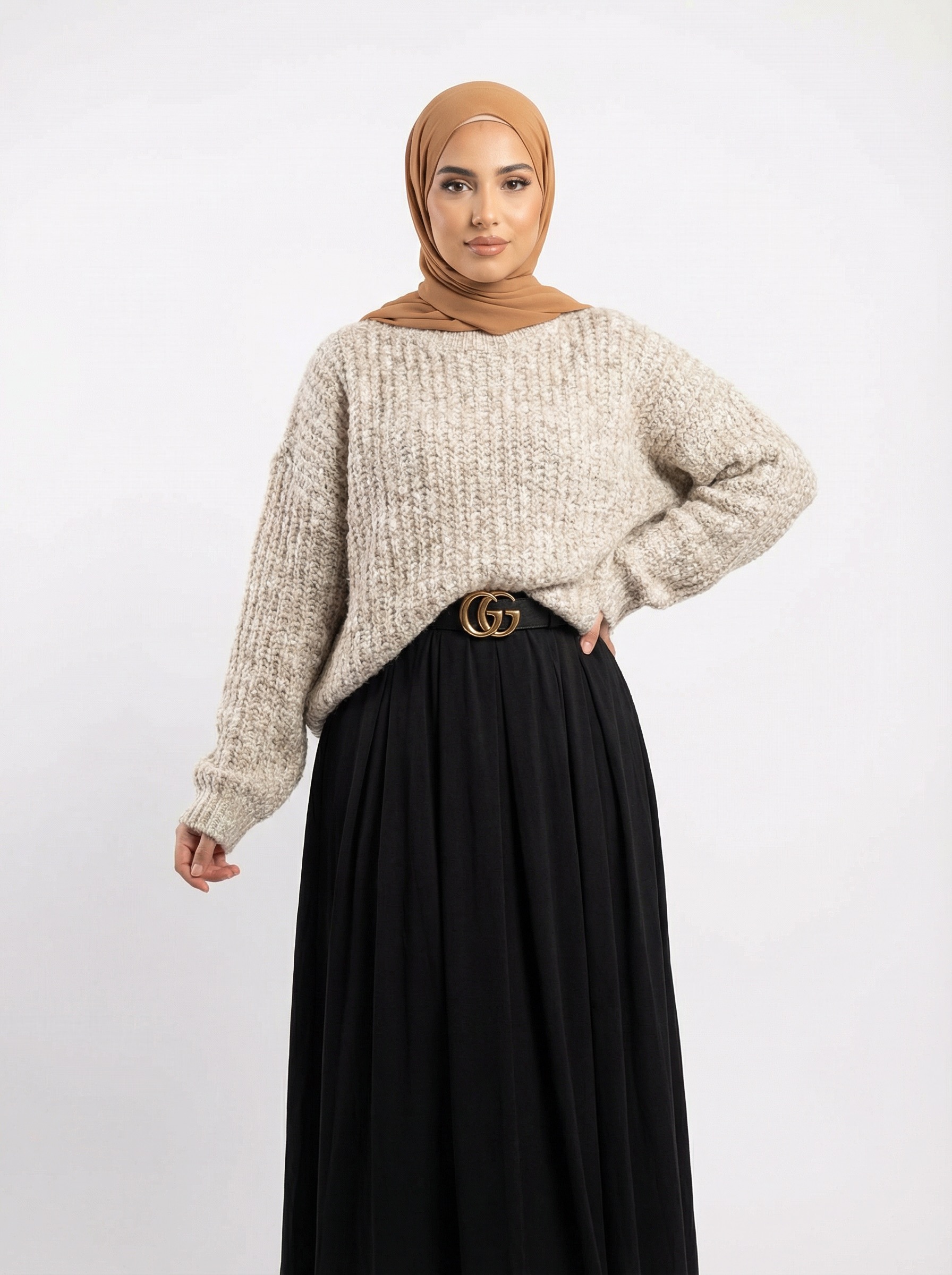 Pull oversize beige