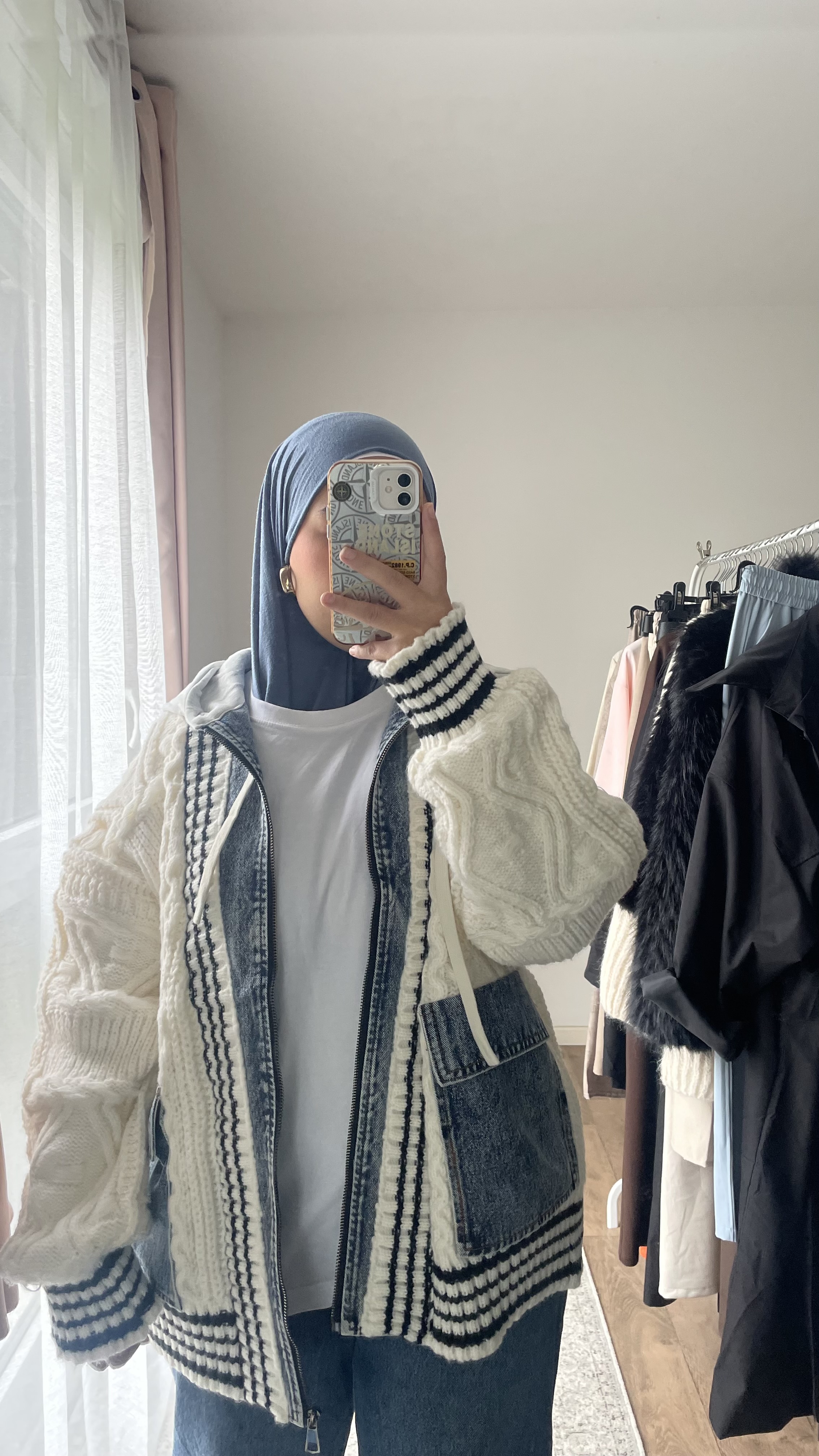 Veste Oversize en Maille et Jean