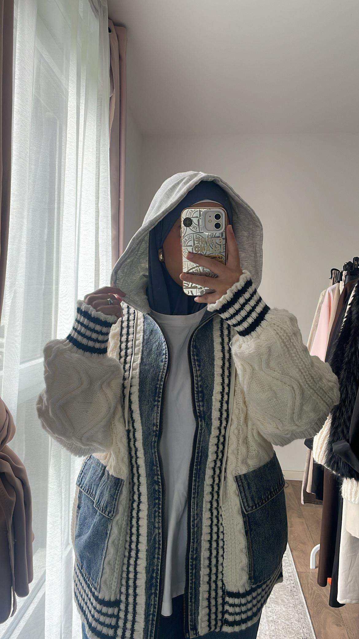 Veste Oversize en Maille et Jean