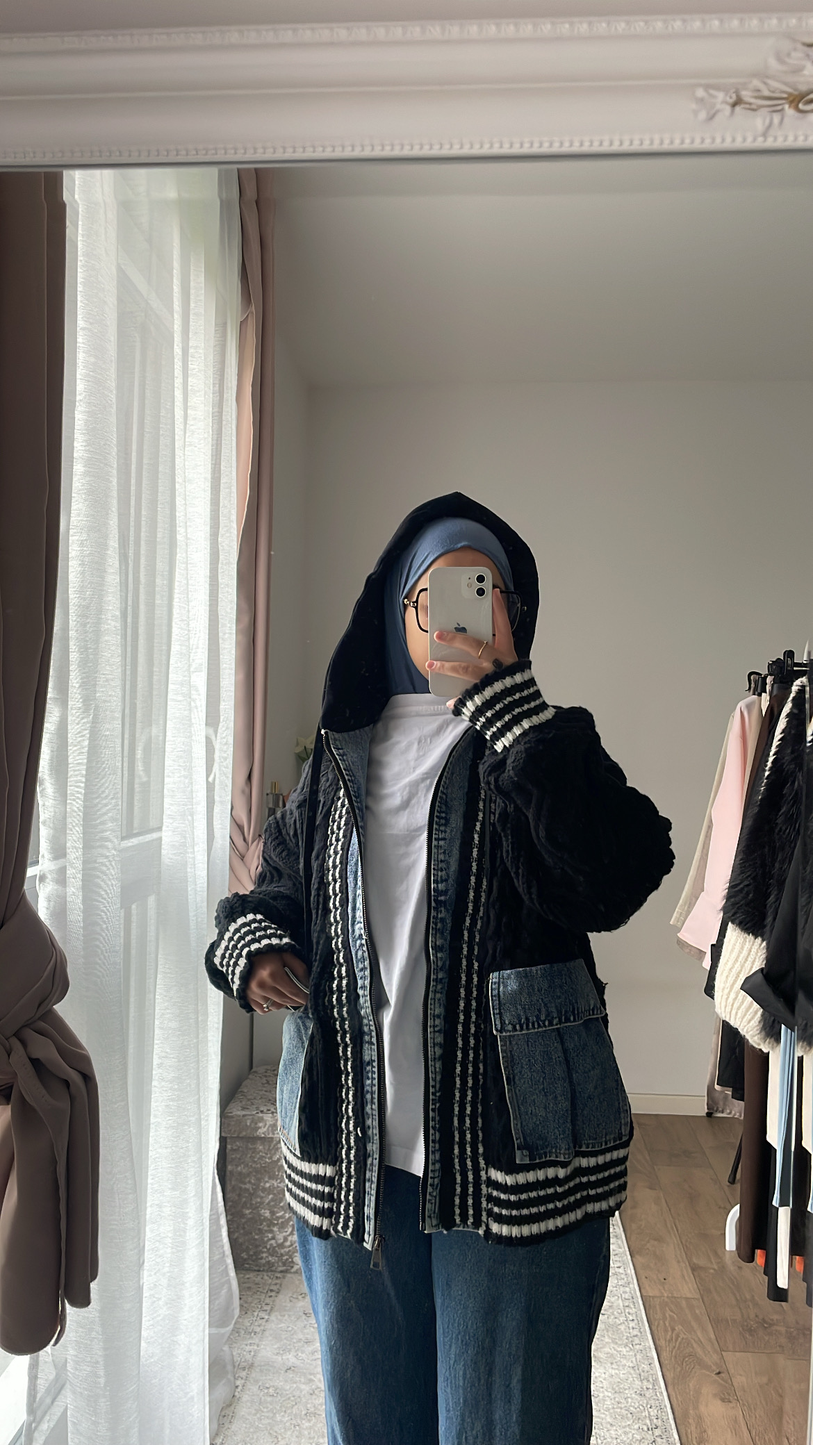 Veste Oversize en Maille et Jean 