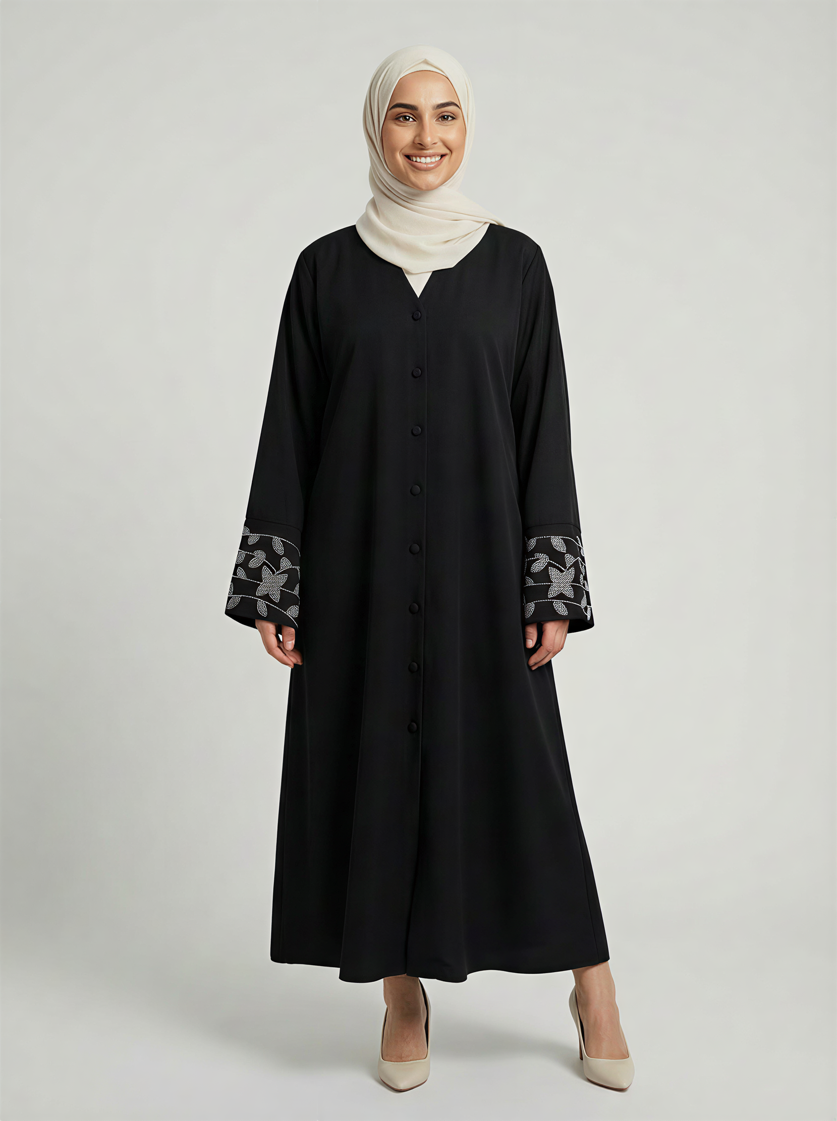 Abaya Noire avec Motifs