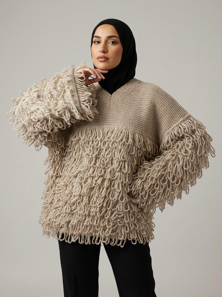 Pull à Franges Texturé