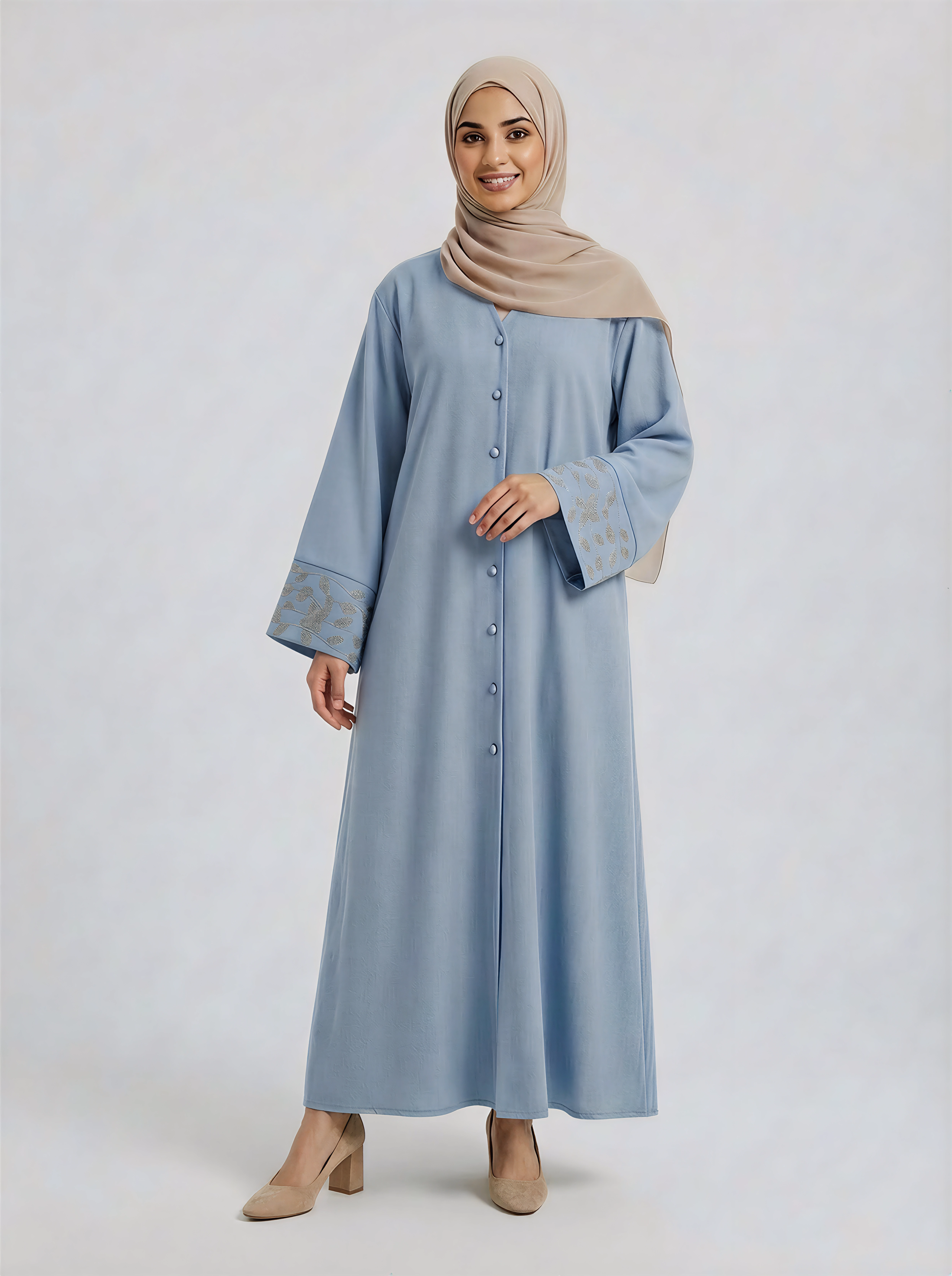 Abaya Bleu avec motifs