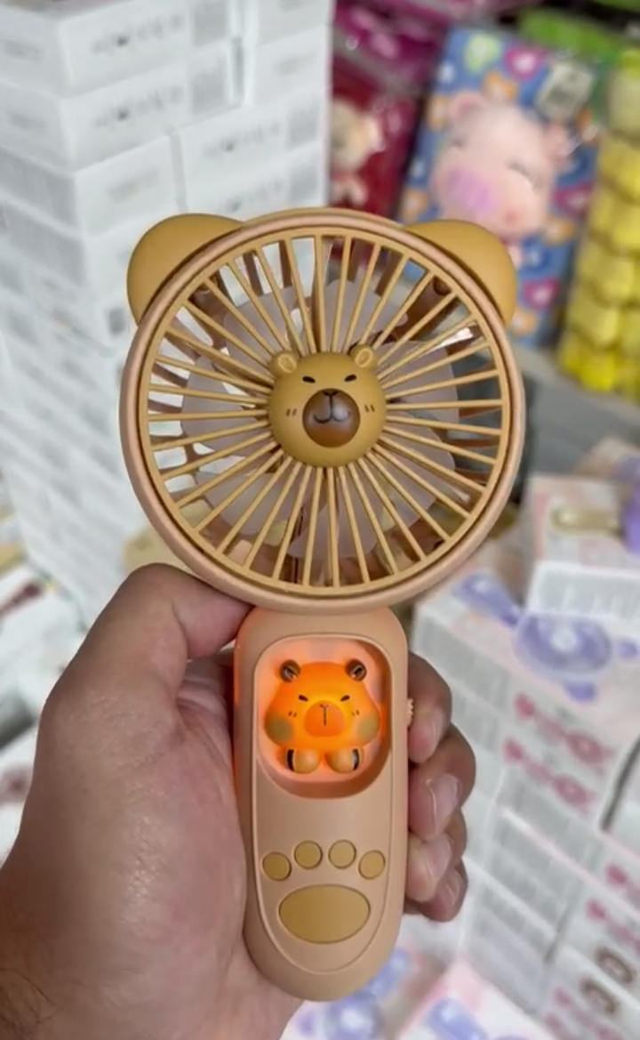 Capybara Şarjlı Işıklı El Fanı 