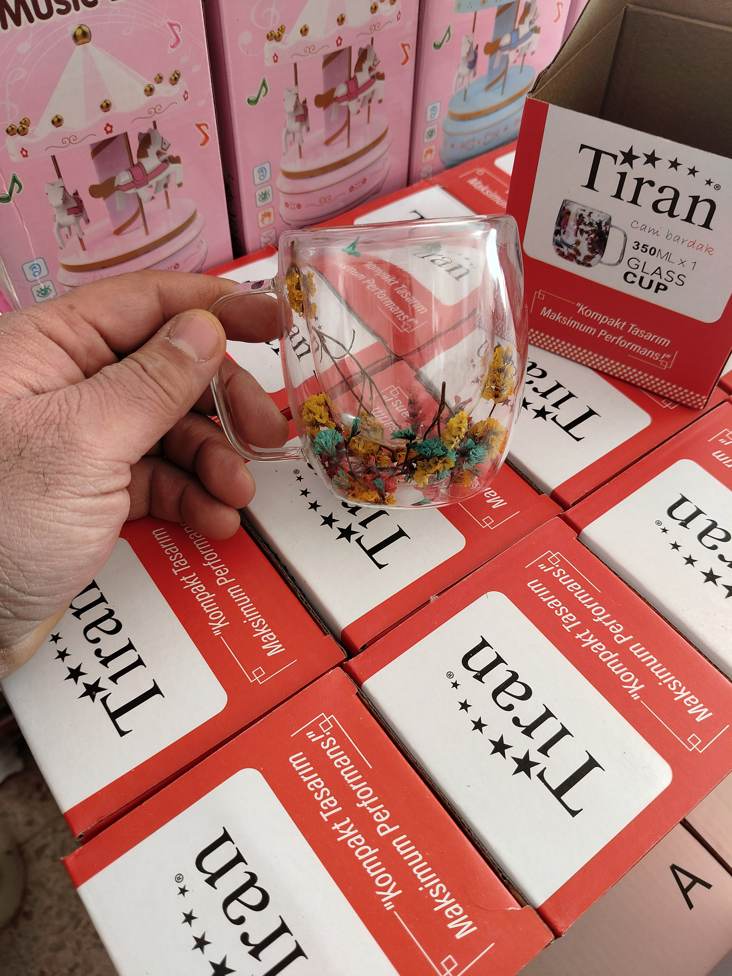 Çift çidarlı çiçekli Bardak