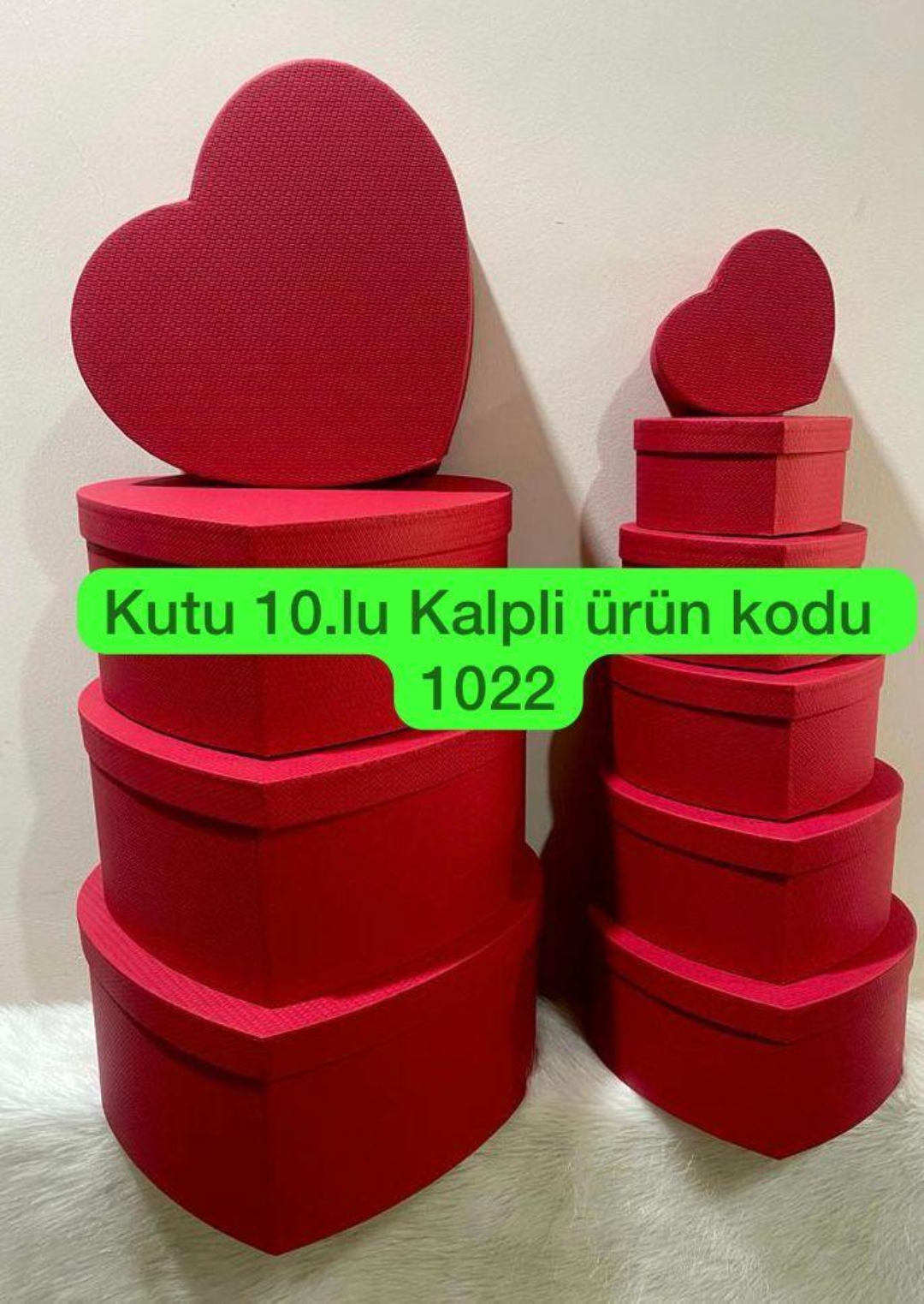 Kırmızı Kalpli Kutu Seti 10'lu