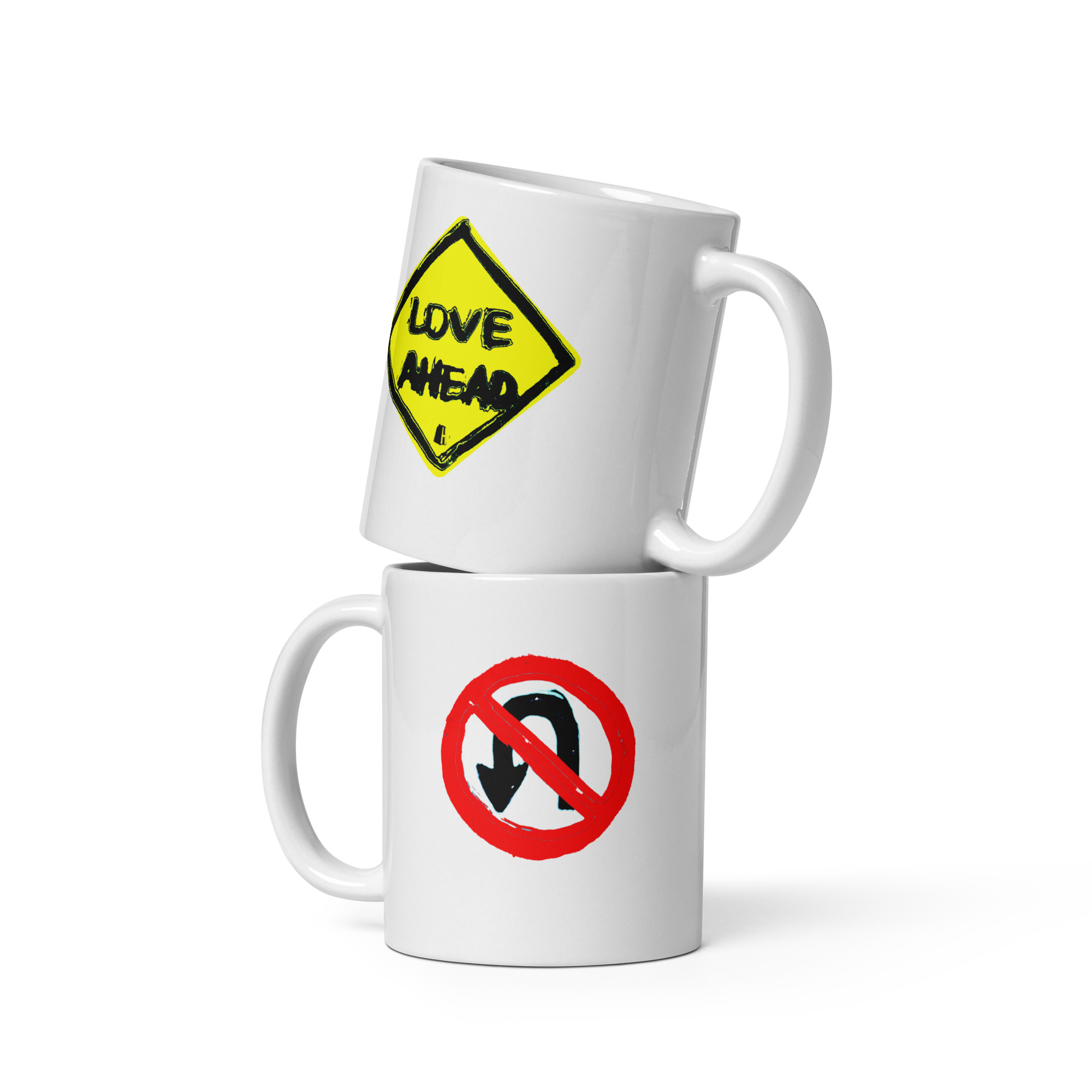 MUG: Love Ahead / No U-turn - Road Sign