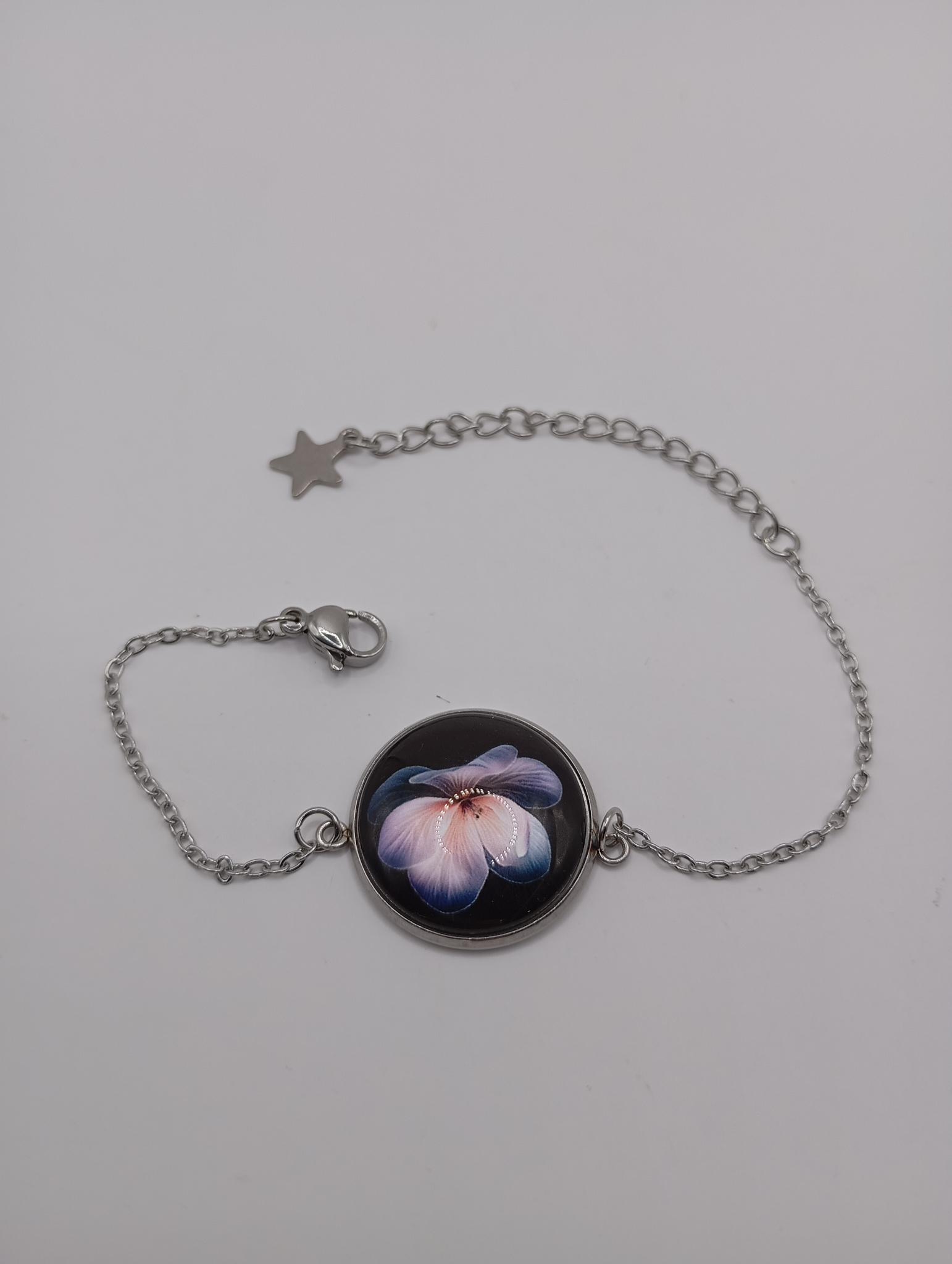 Bracelet cabochon verre 20mm ajustable en acier inoxydable