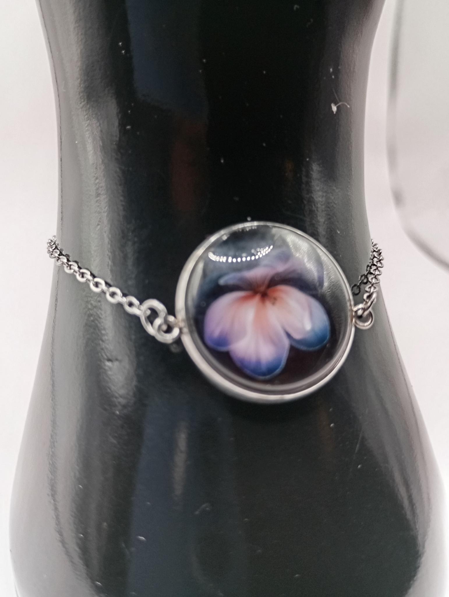 Bracelet cabochon verre 20mm ajustable en acier inoxydable