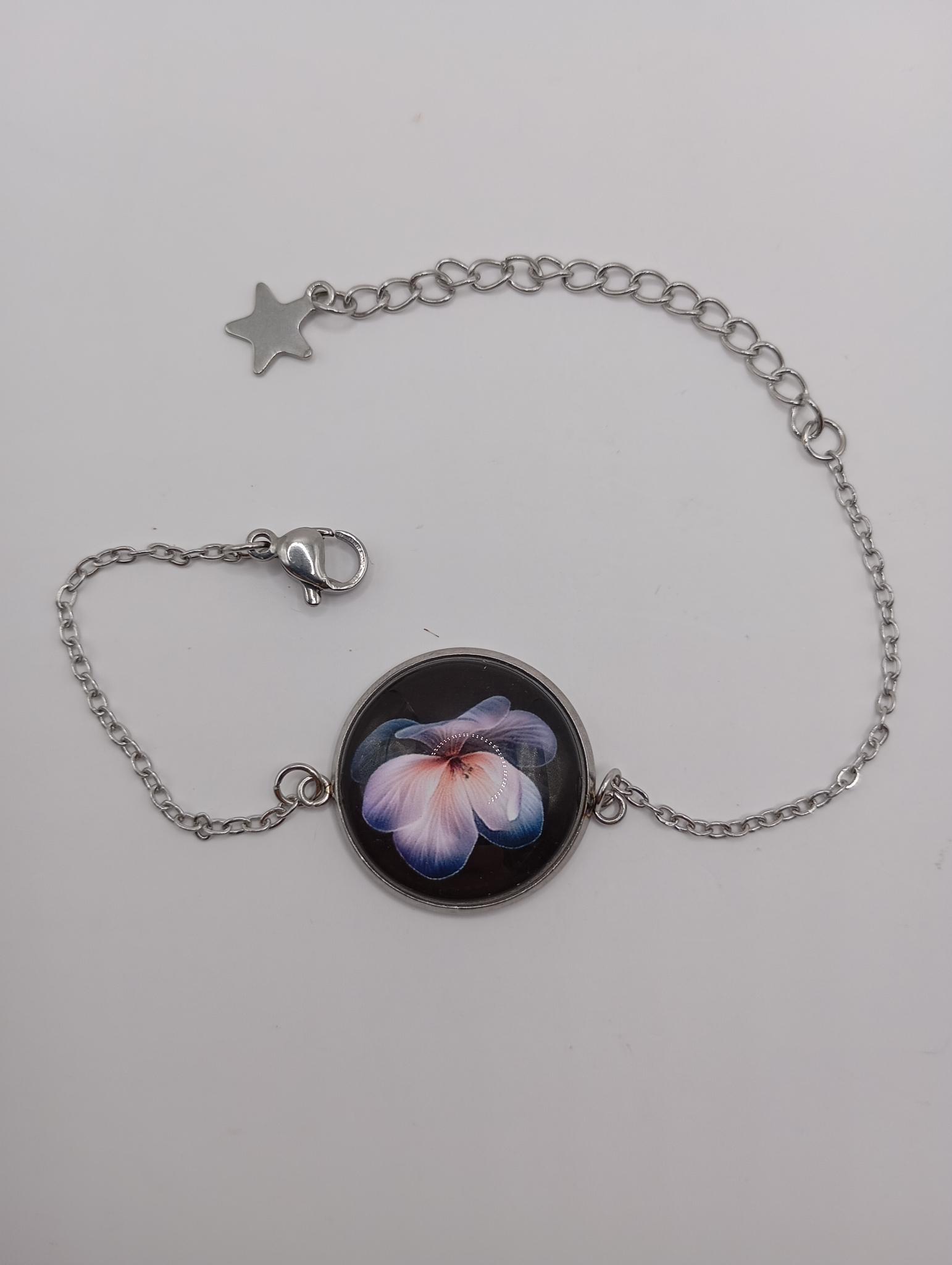 Bracelet cabochon verre 20mm ajustable en acier inoxydable