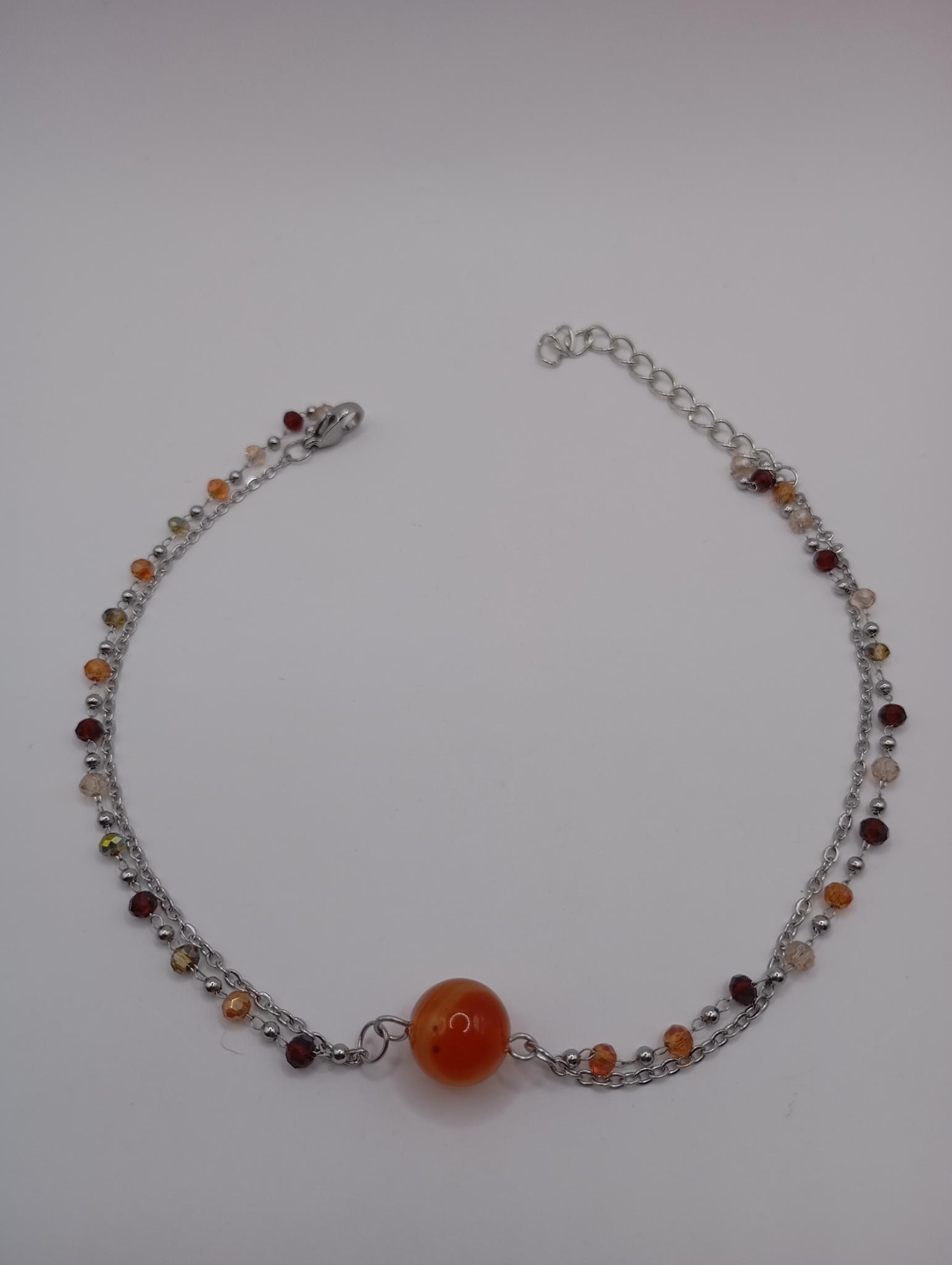 bracelet cheville double perlé