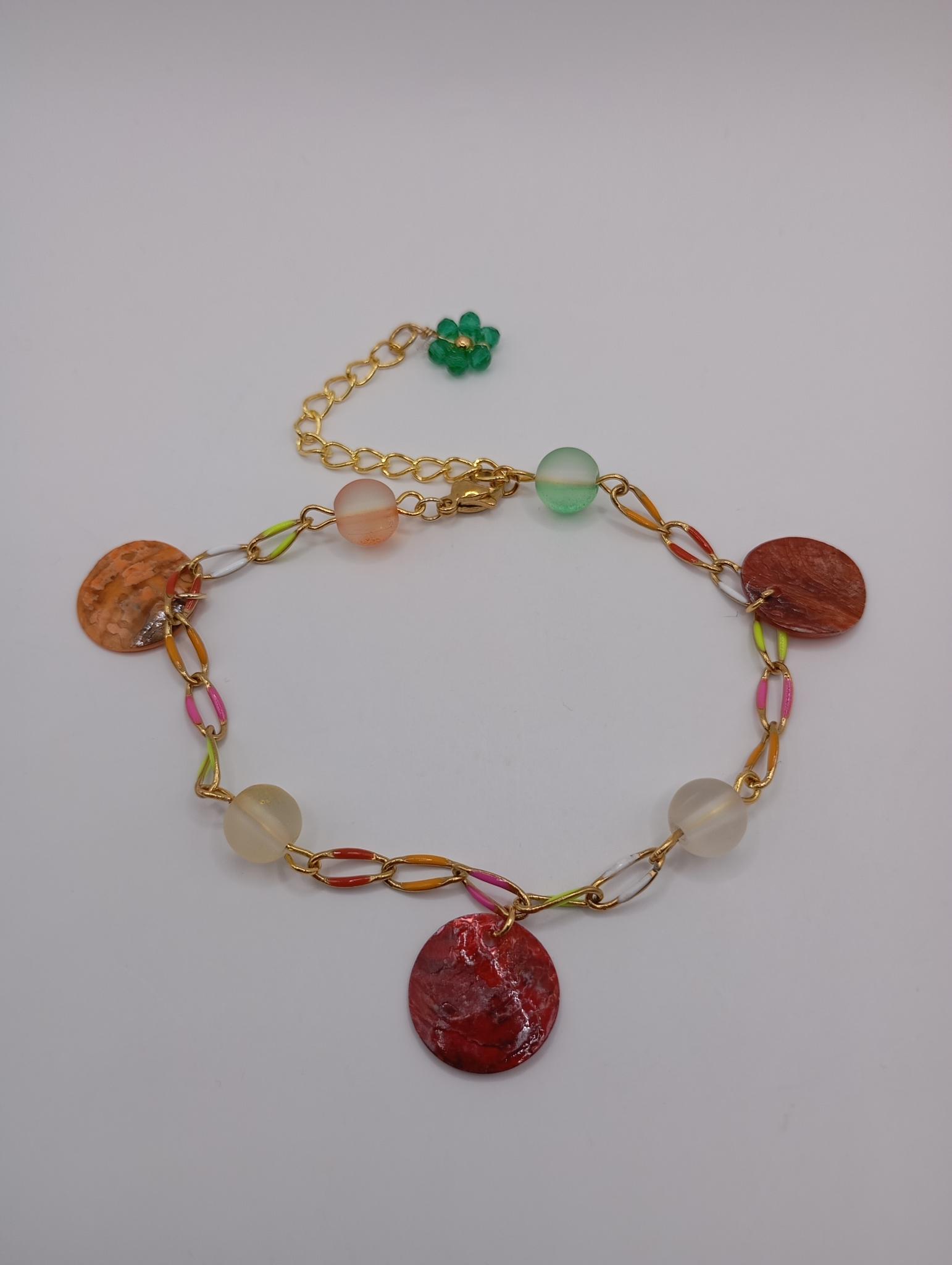Bracelet cheville  chaine  de perles et de coquillage 
