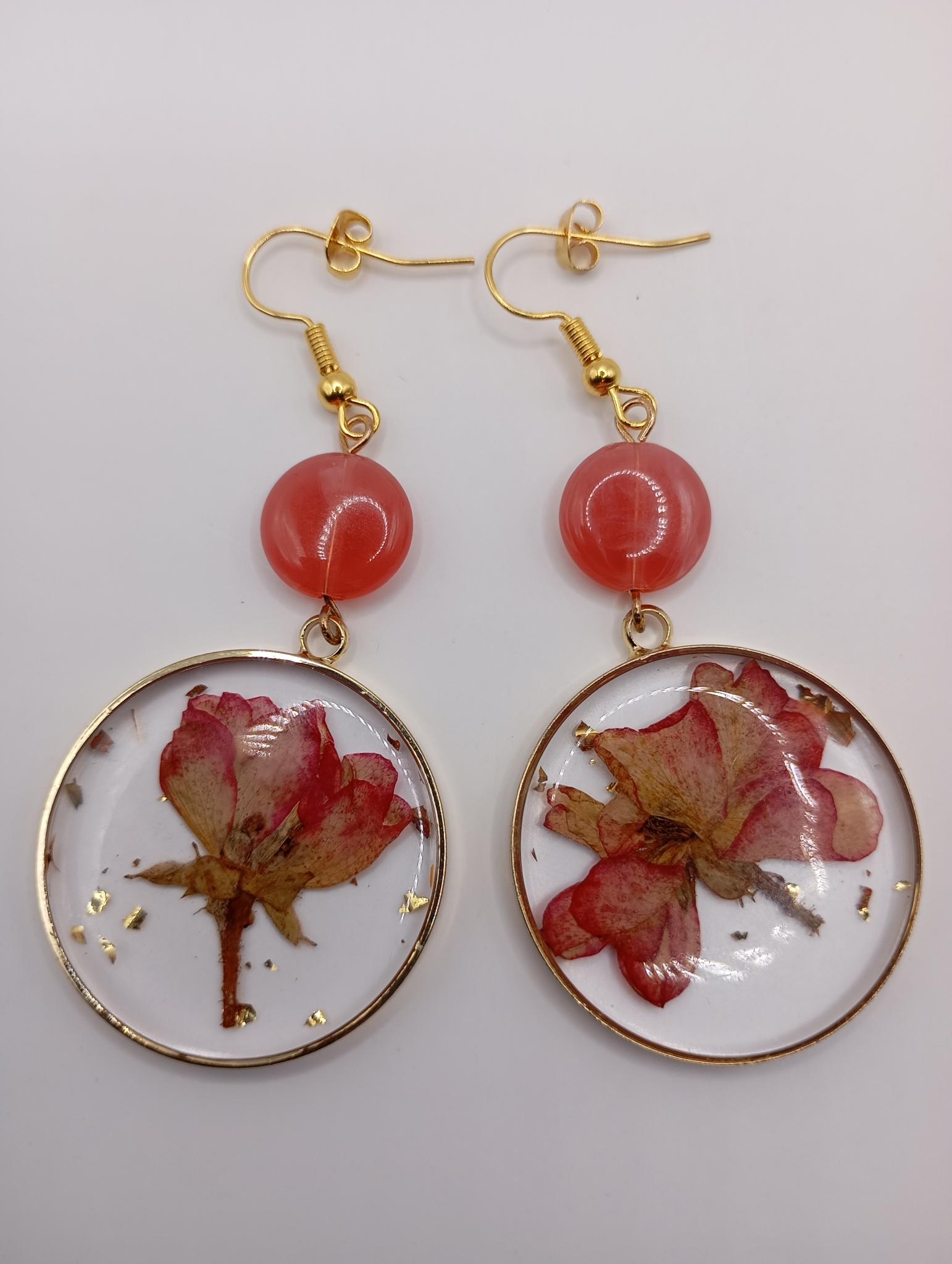 Boucles d'oreilles fleur séchée
