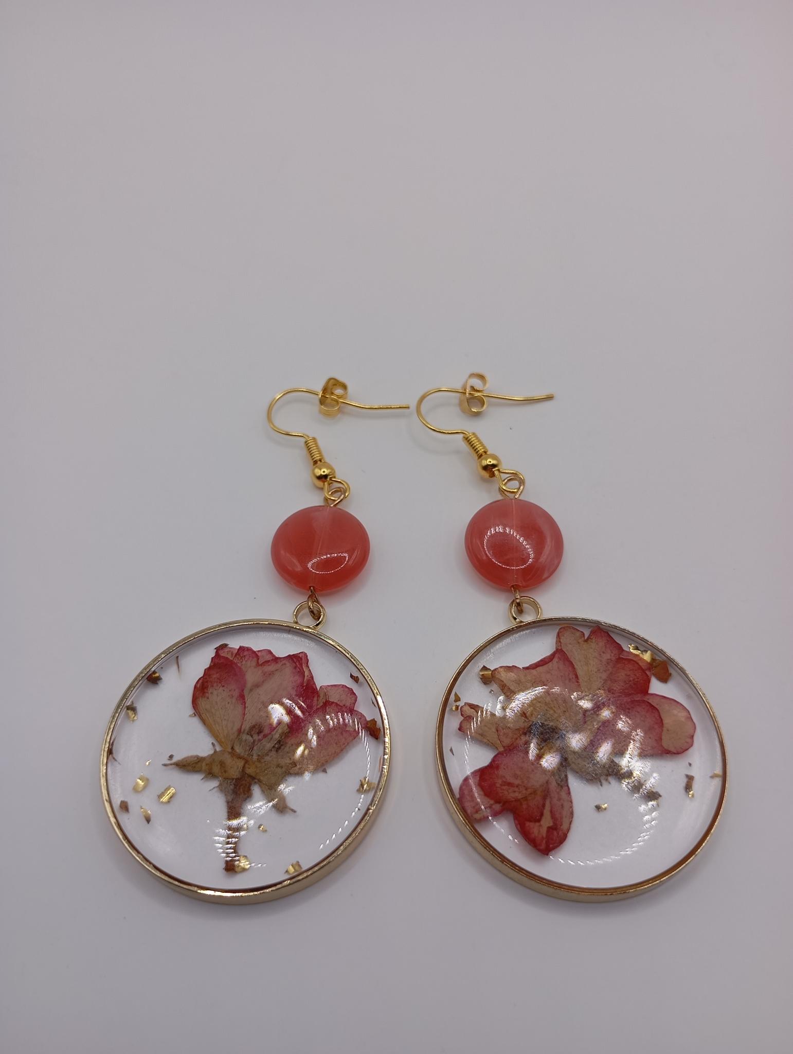 Boucles d'oreilles fleur séchée
