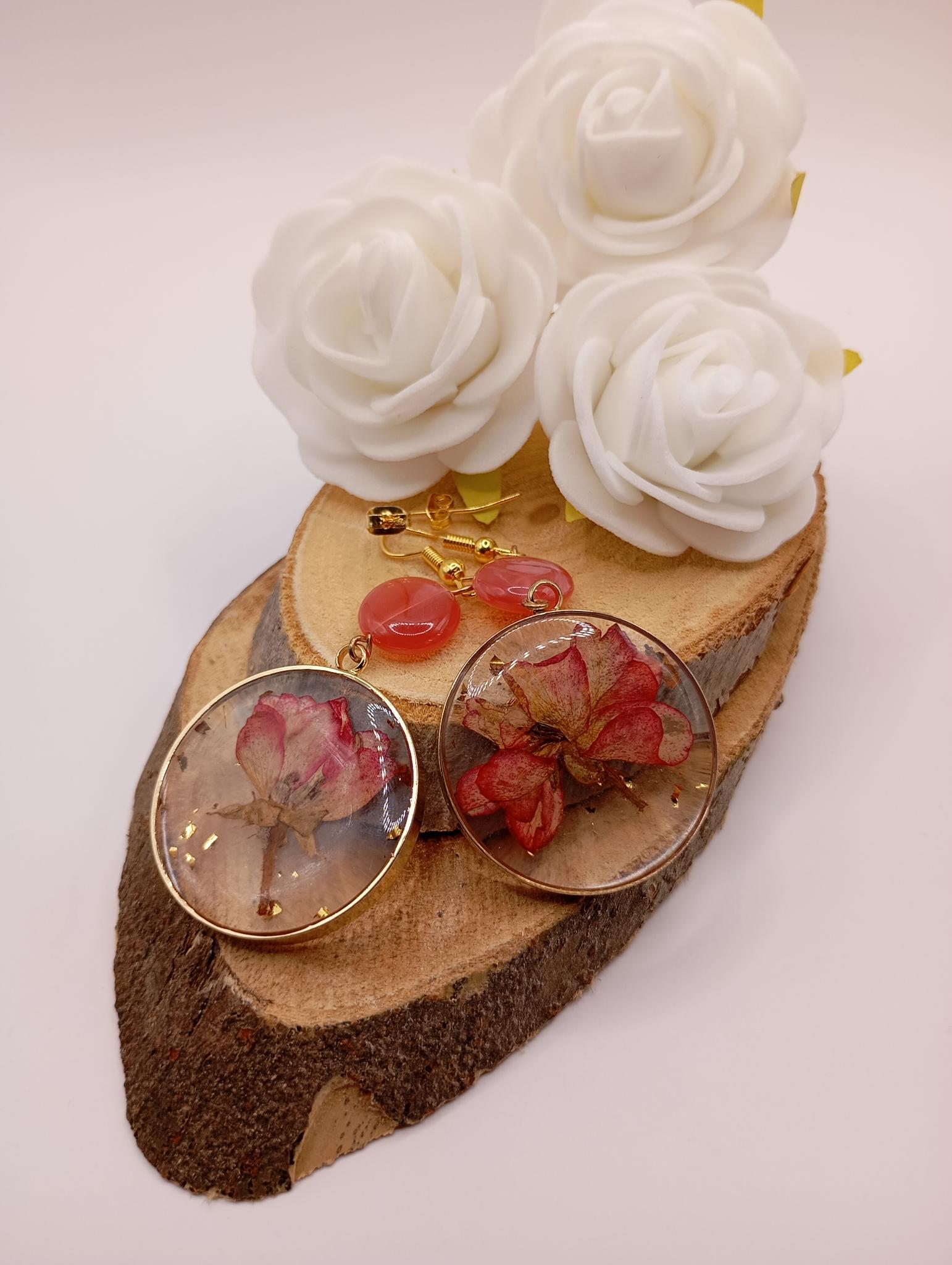 Boucles d'oreilles fleur séchée
