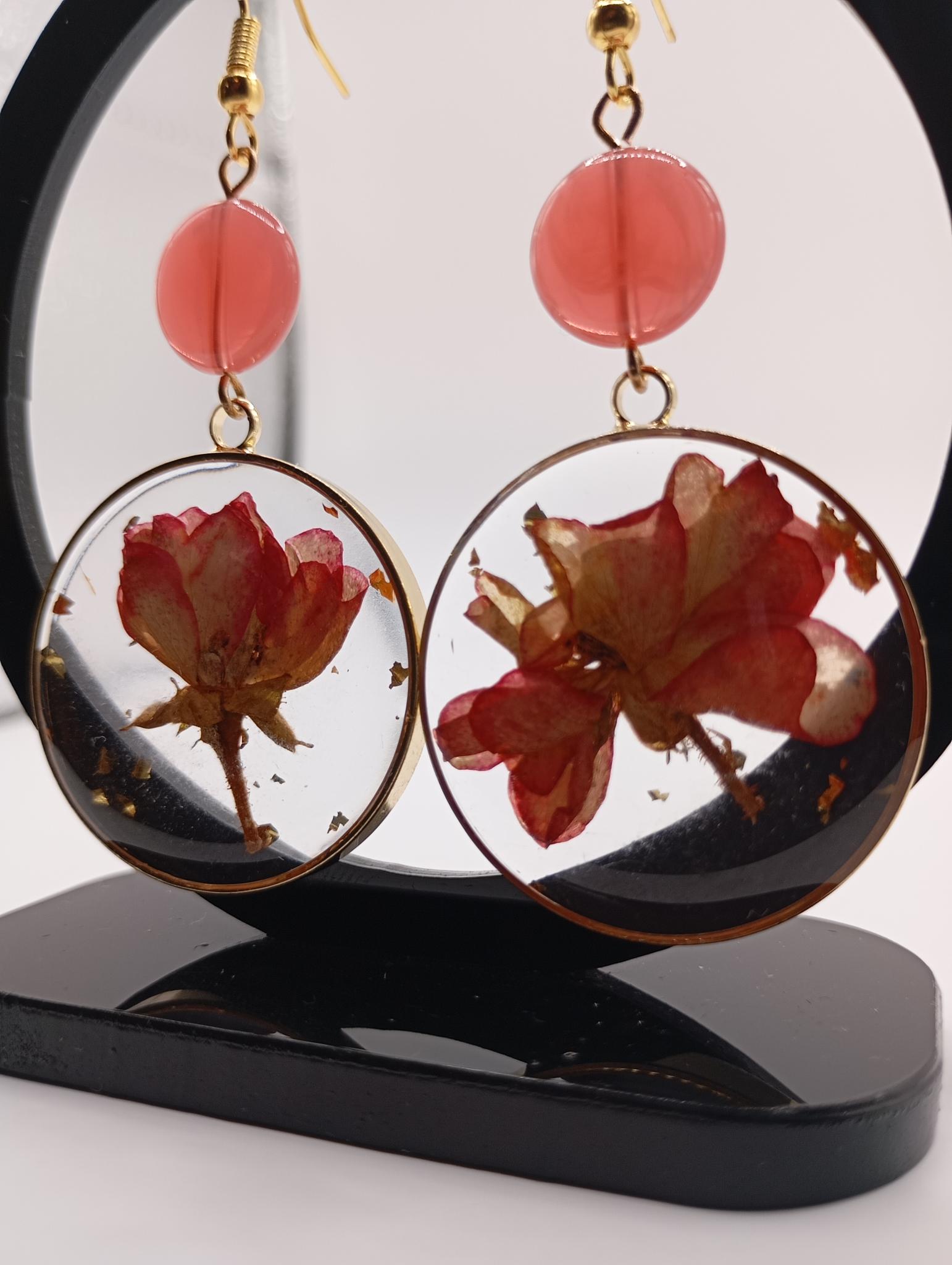 Boucles d'oreilles fleur séchée