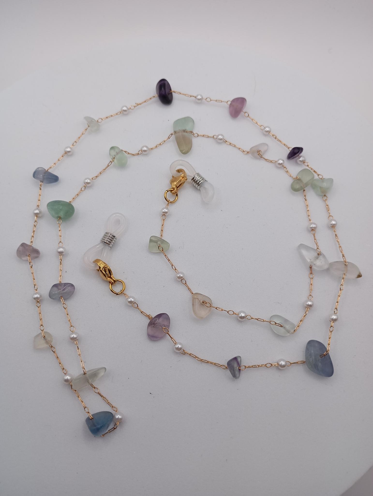 Chaîne de lunettes en pierres nen verre chips