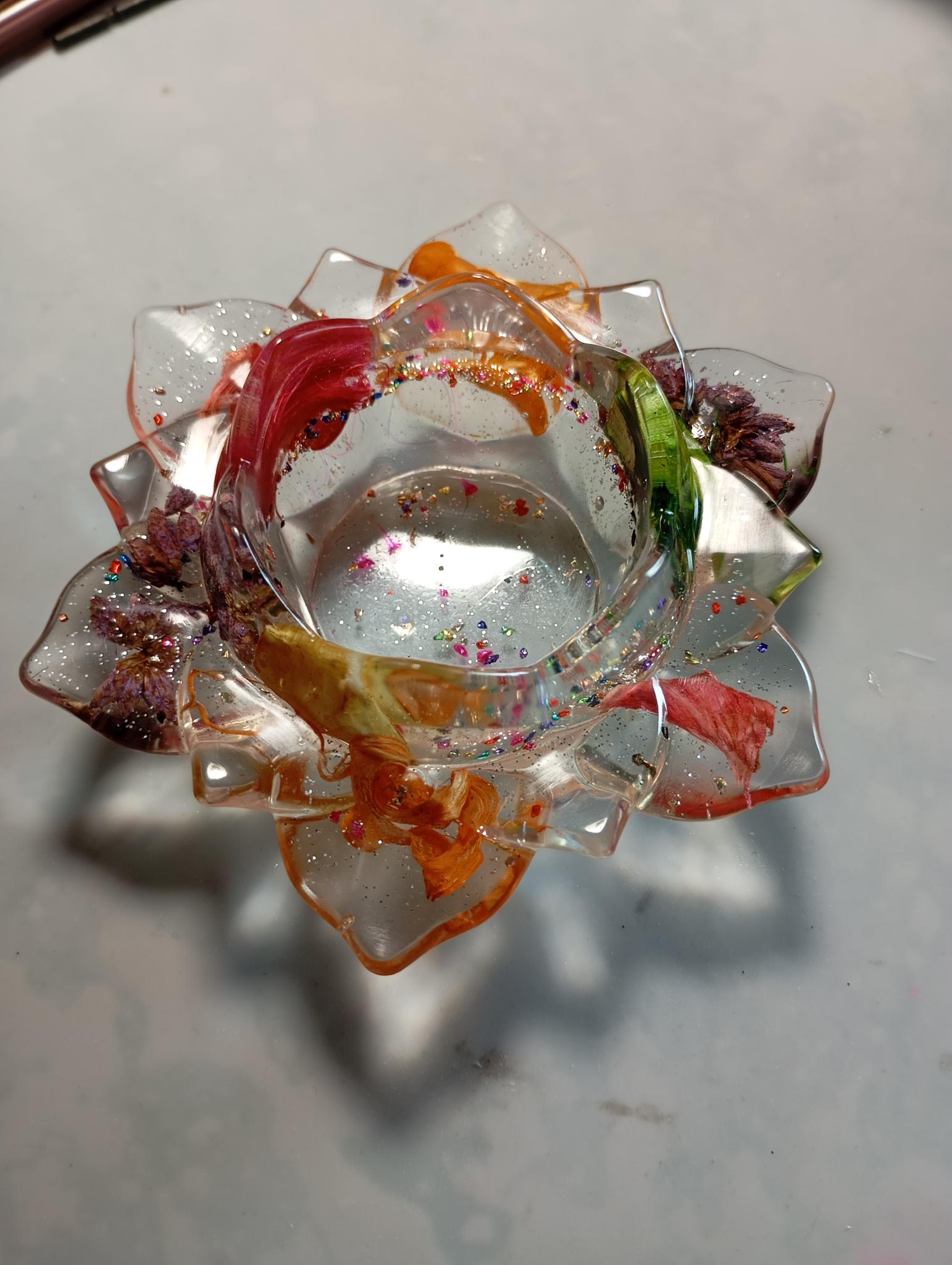 Bougeoir en résine fleur