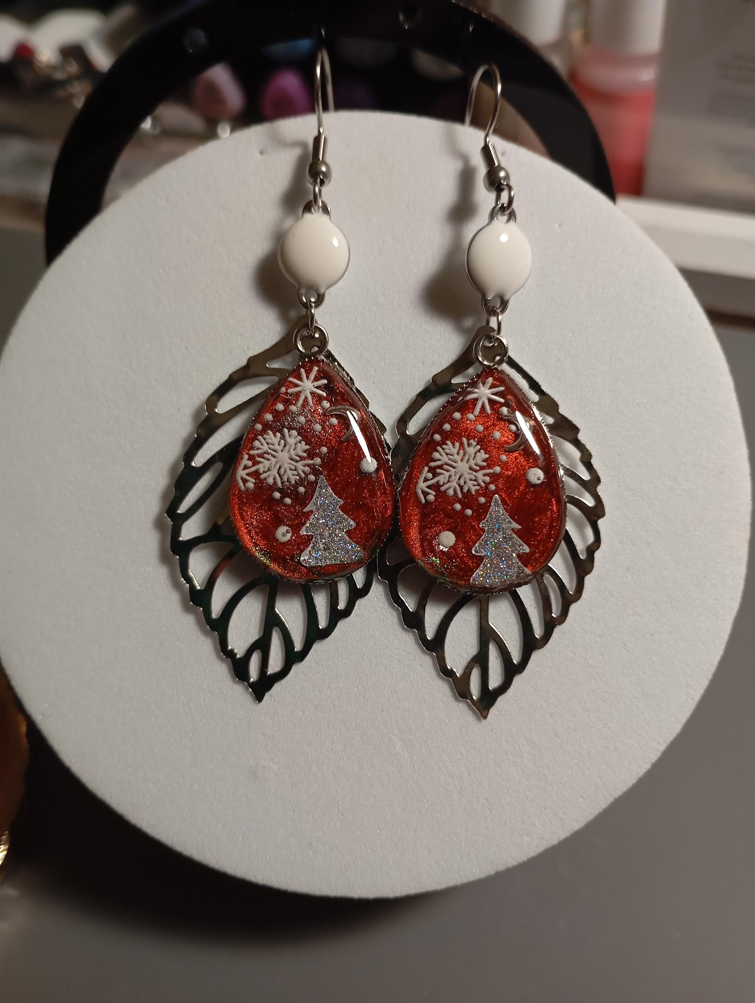 Boucles d’oreilles de Noël artisanales
