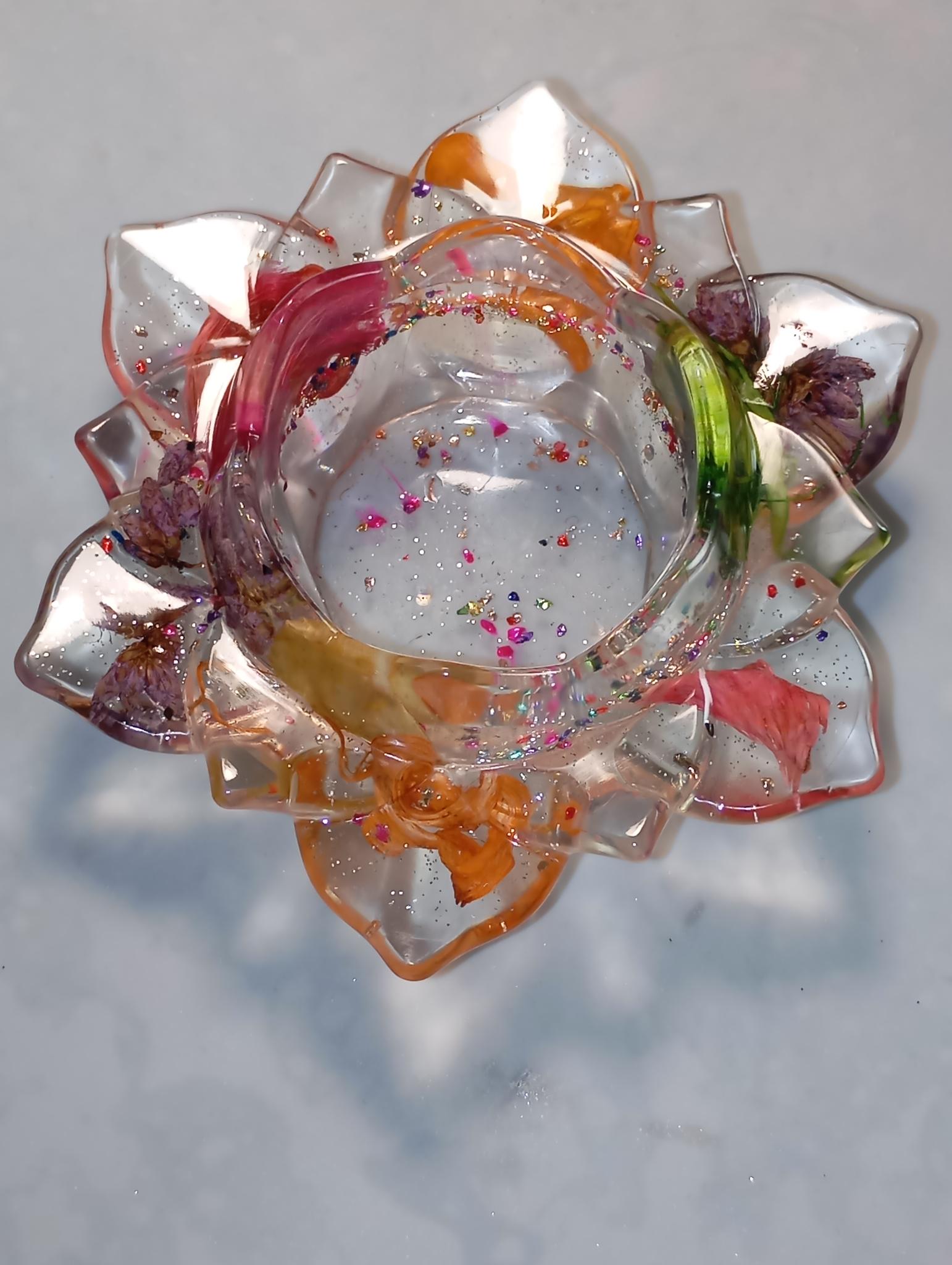 Bougeoir en résine fleur