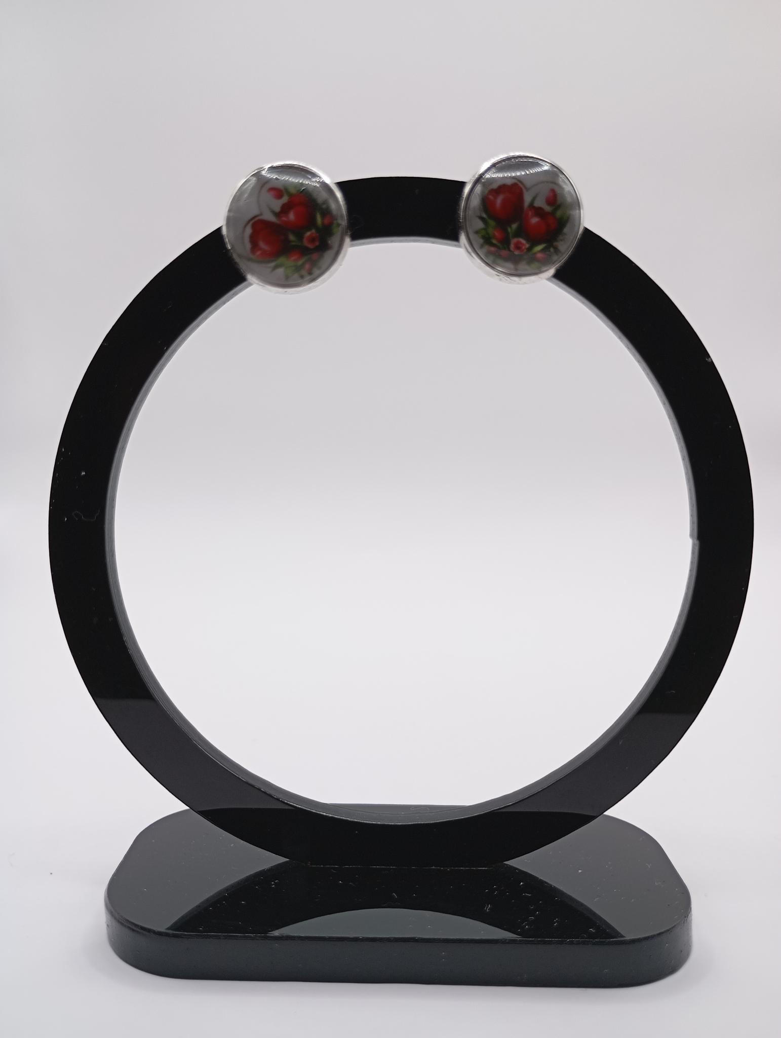 Boucle d'oreille Tulipe en verre illustré
