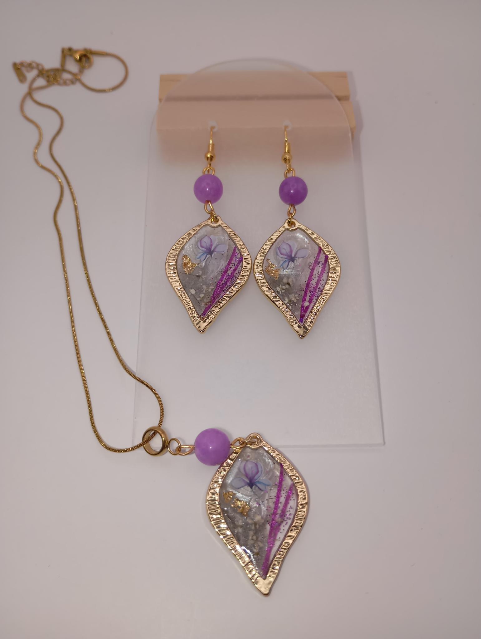 Parure de bijou feuille dorée