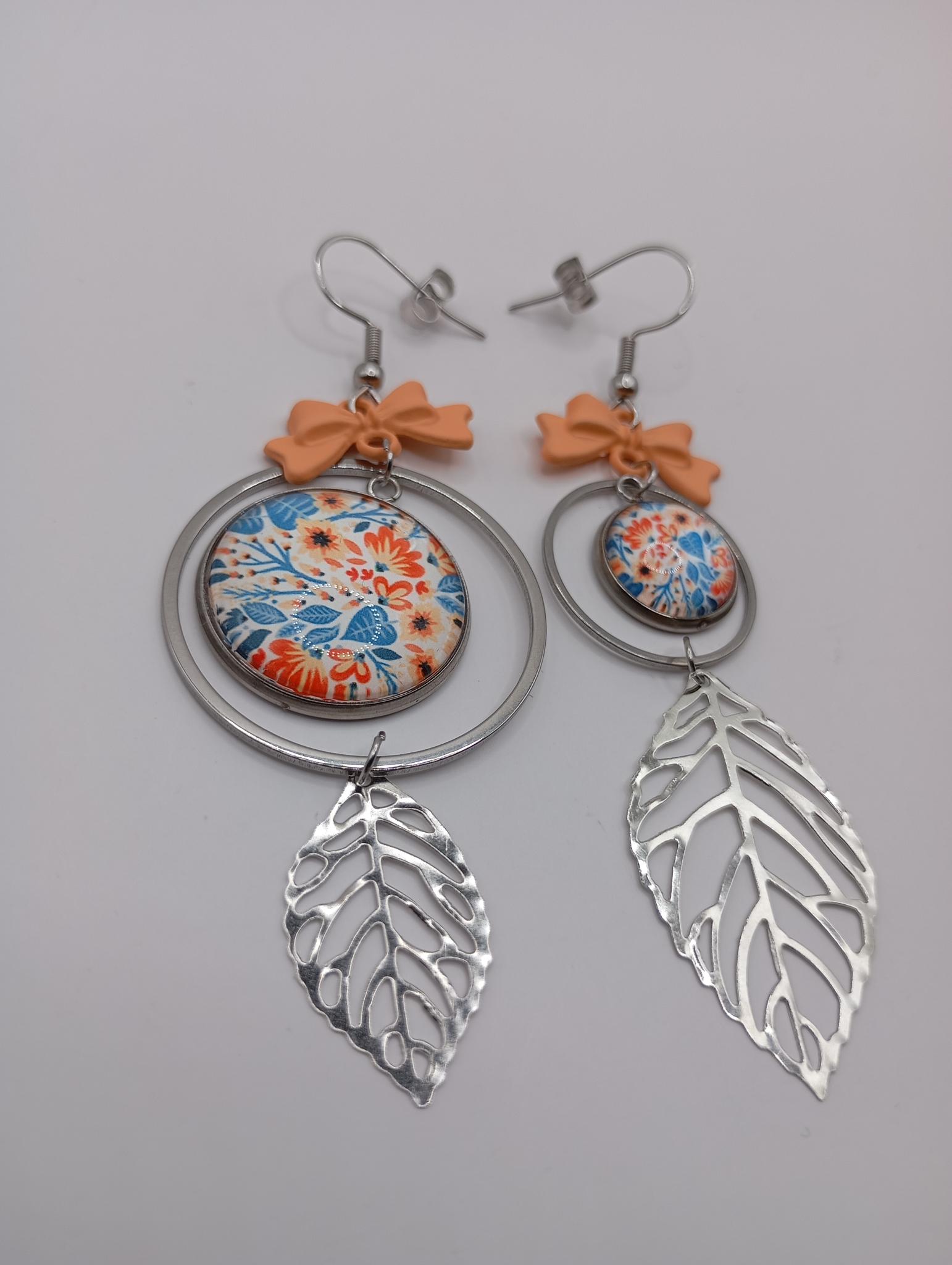 Boucles d'oreilles feuilles artistiques