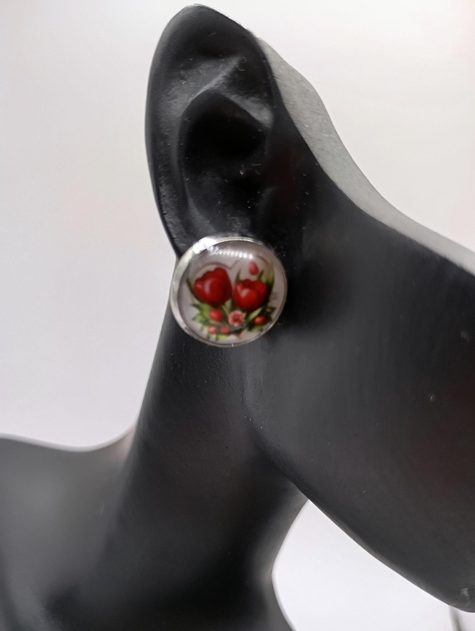 Boucle d'oreille Tulipe en verre illustré