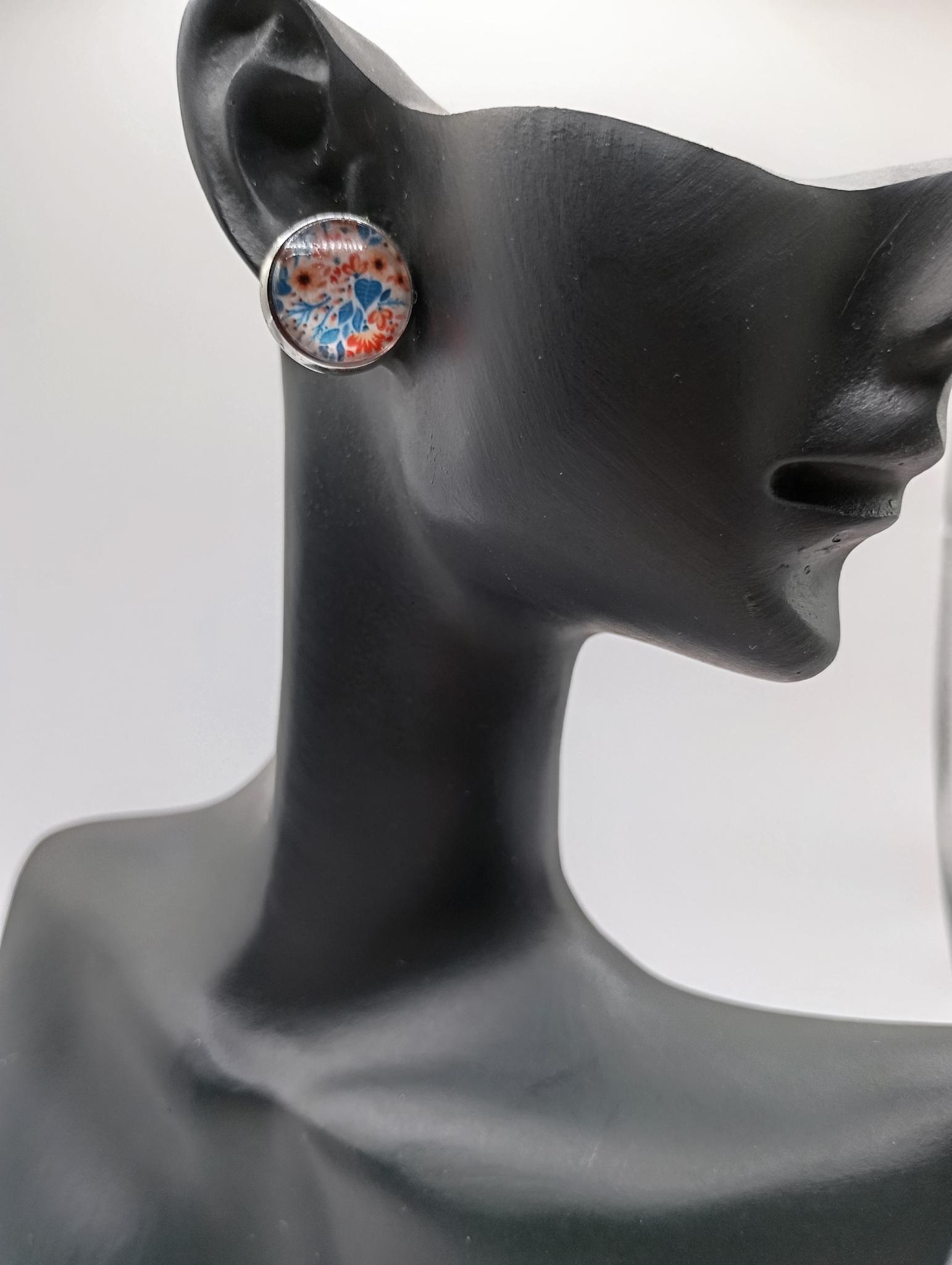 Boucle d'oreille Tulipe en verre illustré