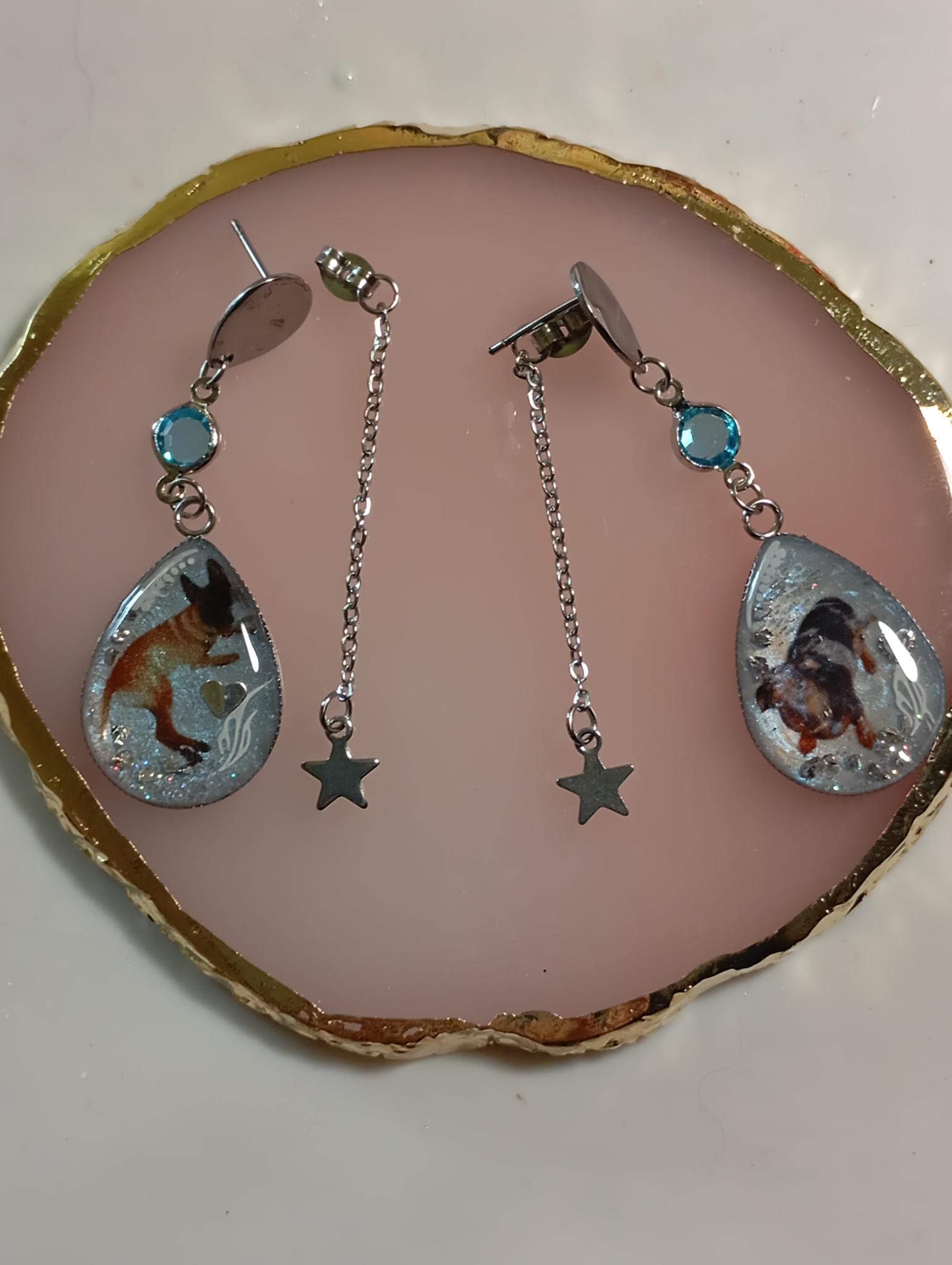 Boucles d’oreilles artisanales pour Mme  Carole Sardou 