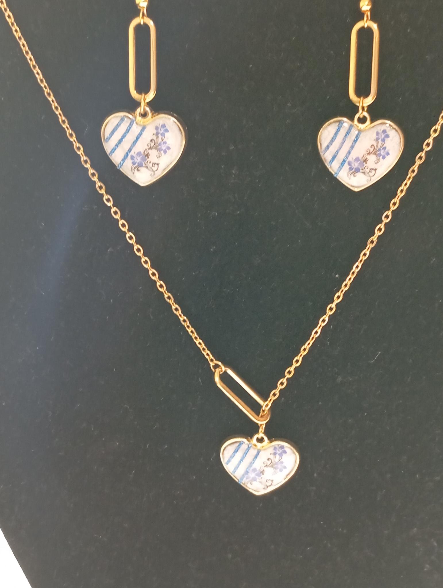 Ensemble de bijoux cœur doré