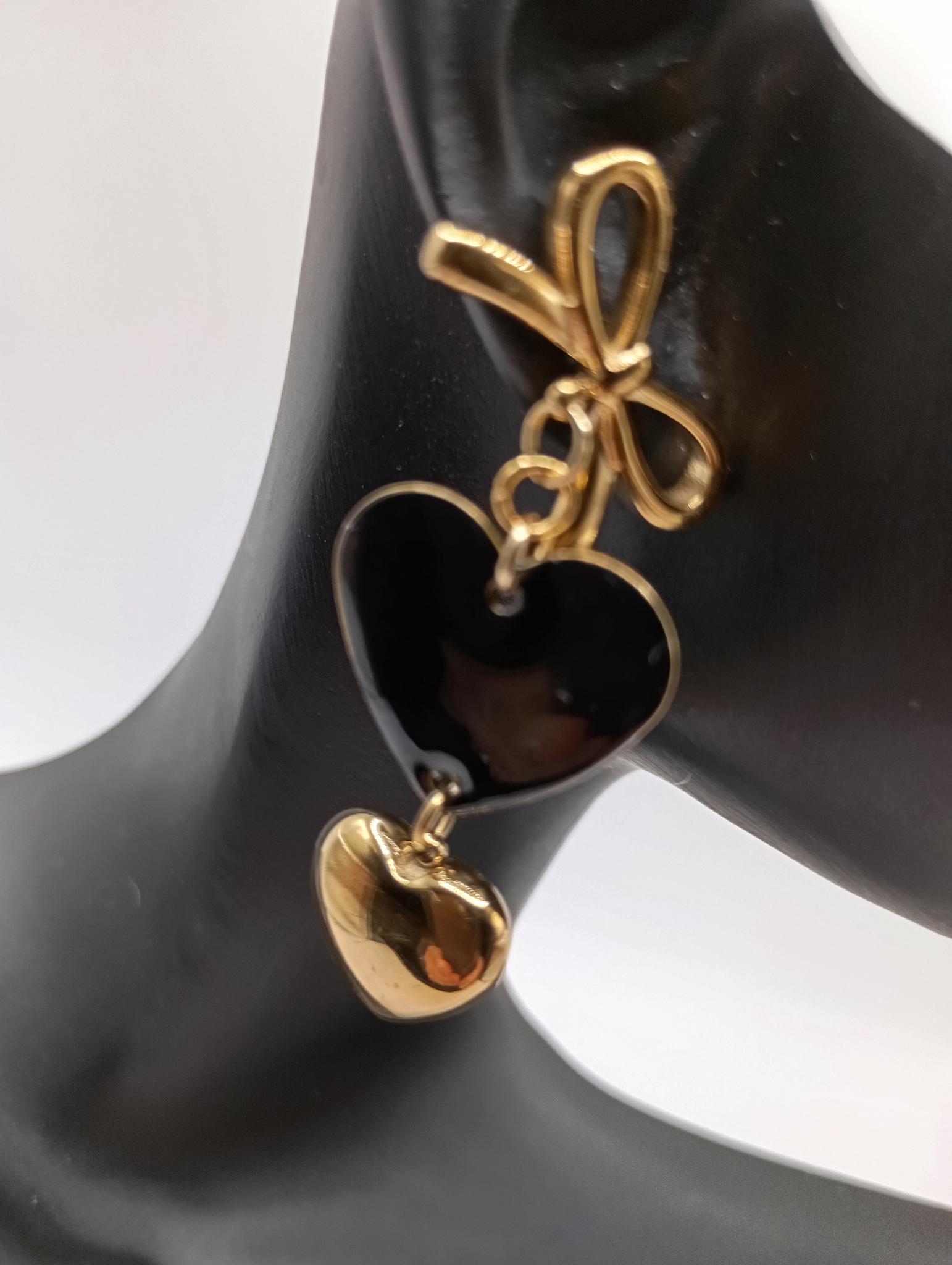 Boucles d'oreilles Ayla cœur noir et doré