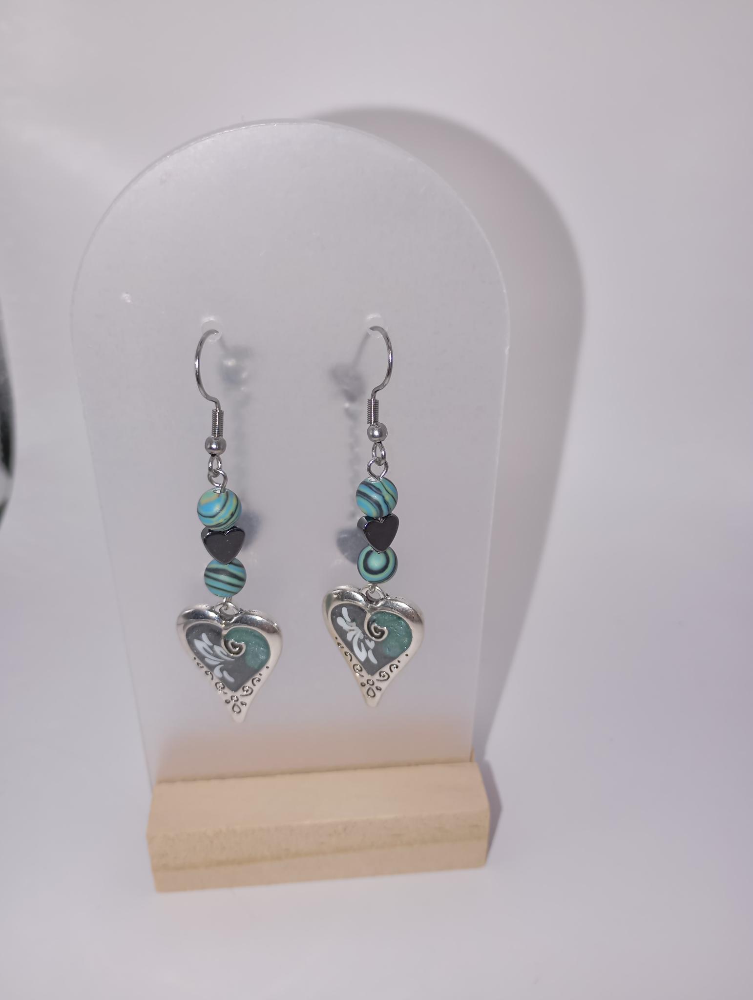 Boucles d'oreilles cœur argenté