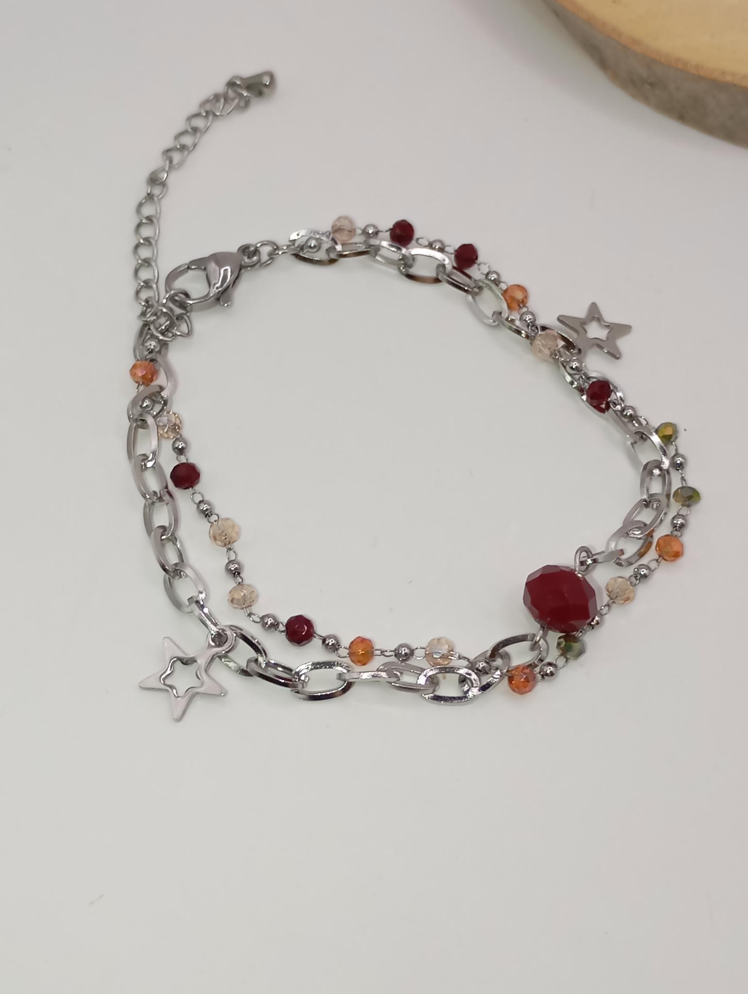Bracelet élégant en perles rouges