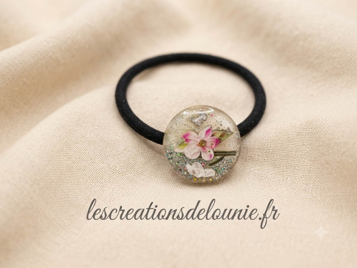 Élastique à cheveux avec fleur