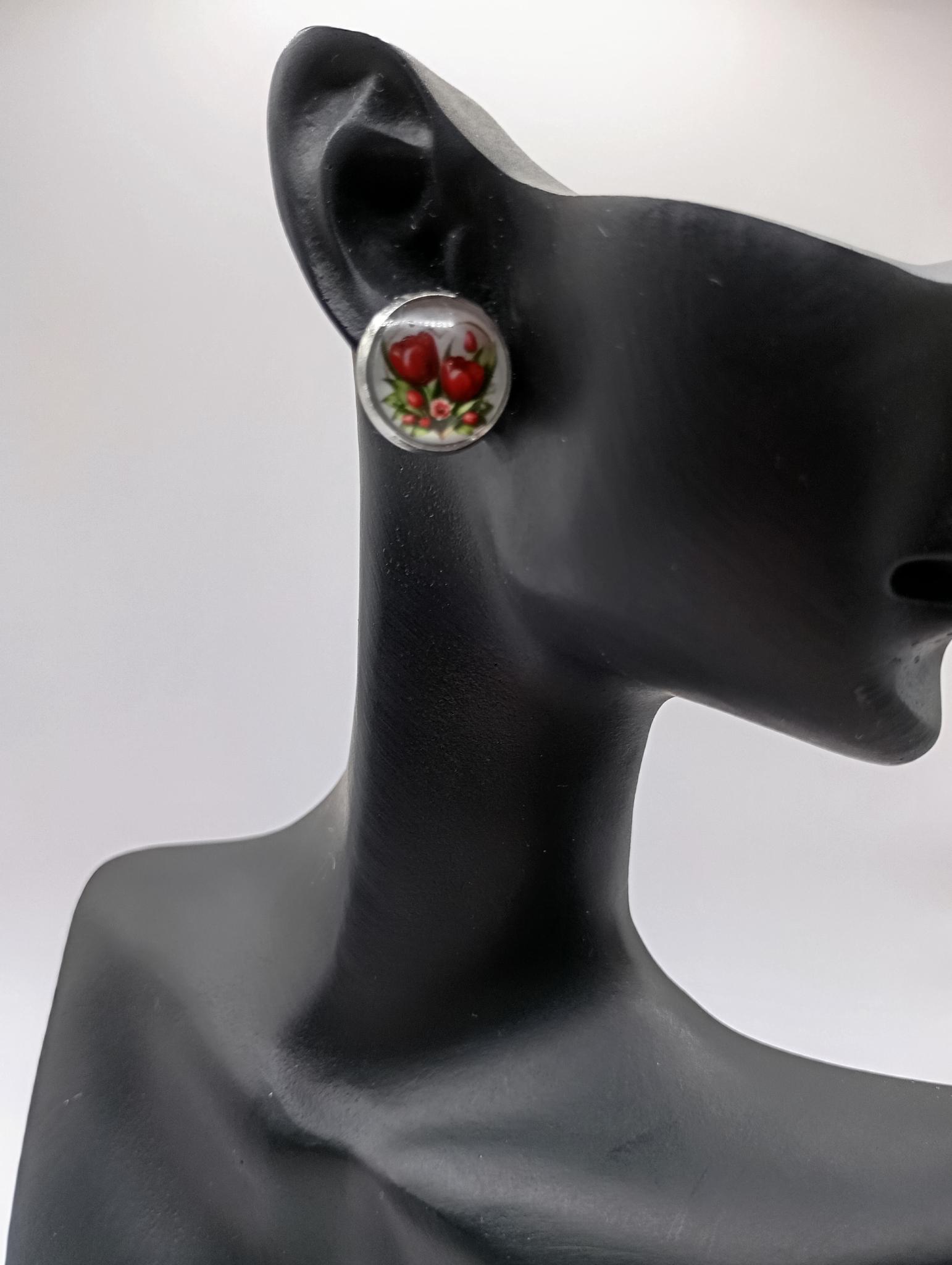 Boucle d'oreille Tulipe en verre illustré